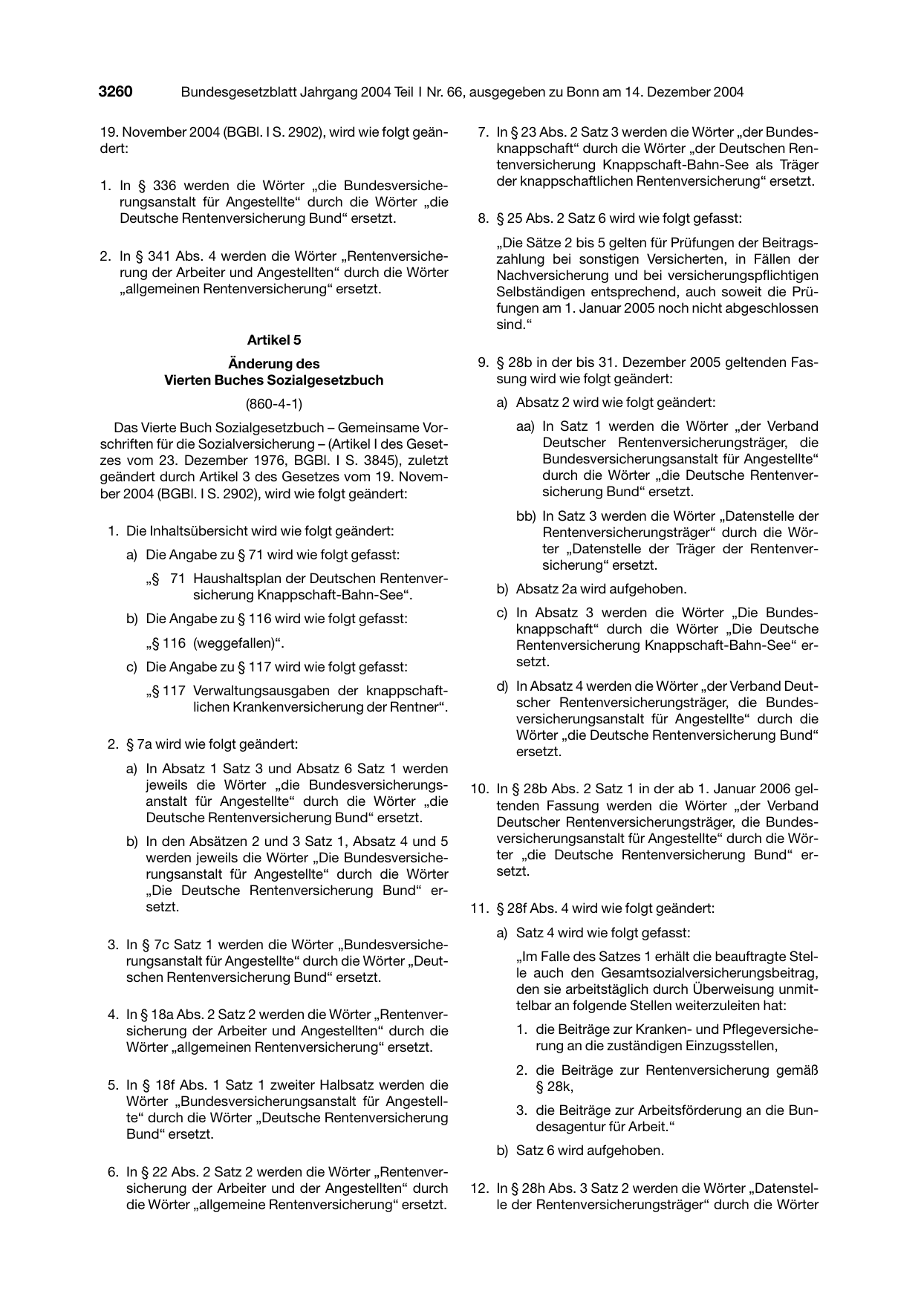 BGBl. 2004, Seite 3260 — Originalseite als Abbildung
