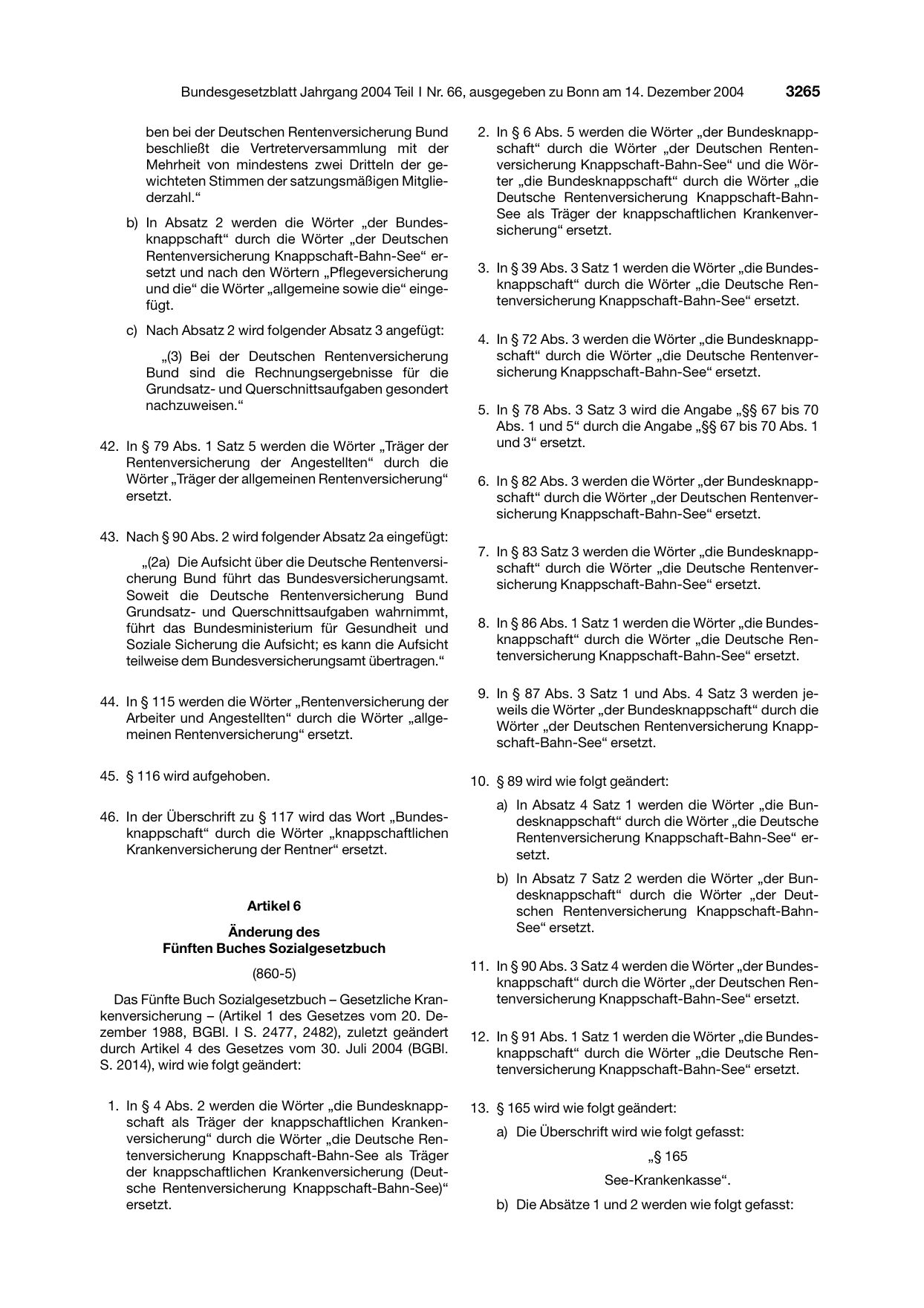 BGBl. 2004, Seite 3265 — Originalseite als Abbildung