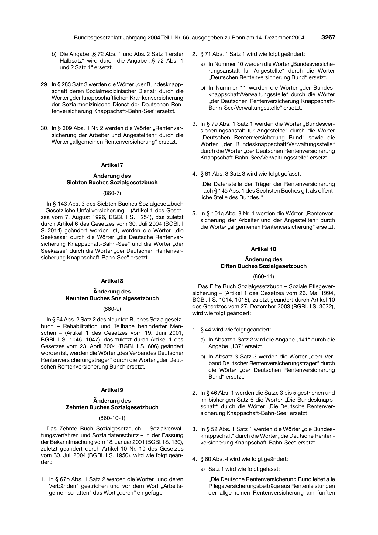 BGBl. 2004, Seite 3267 — Originalseite als Abbildung