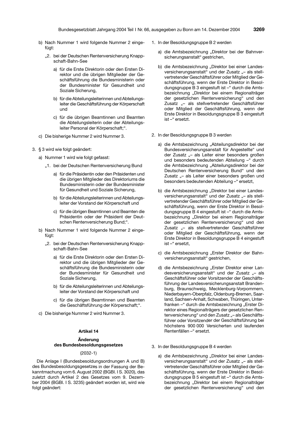 BGBl. 2004, Seite 3269 — Originalseite als Abbildung