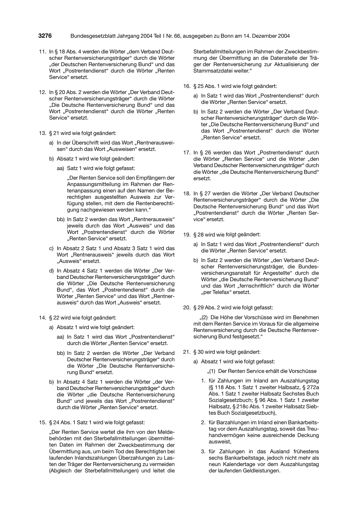 BGBl. 2004, Seite 3276 — Originalseite als Abbildung