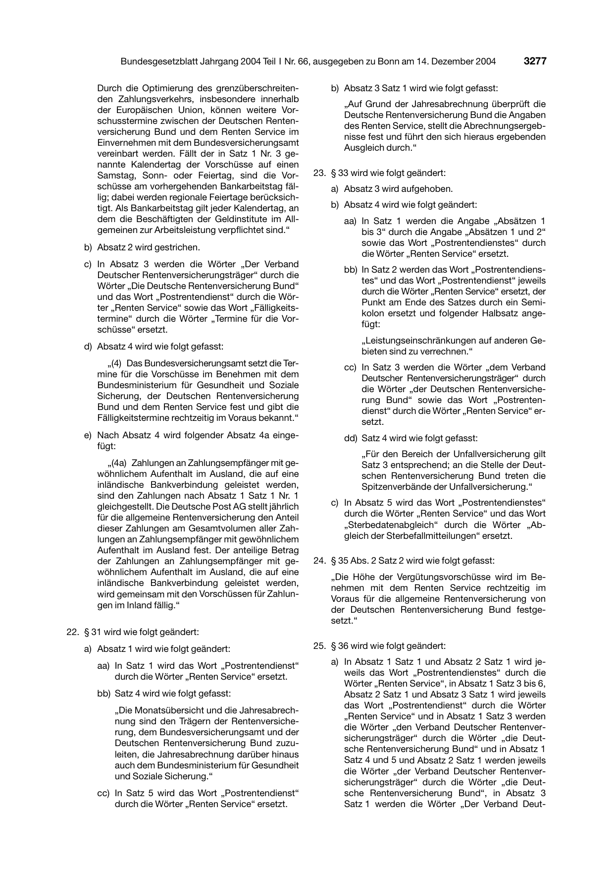 BGBl. 2004, Seite 3277 — Originalseite als Abbildung