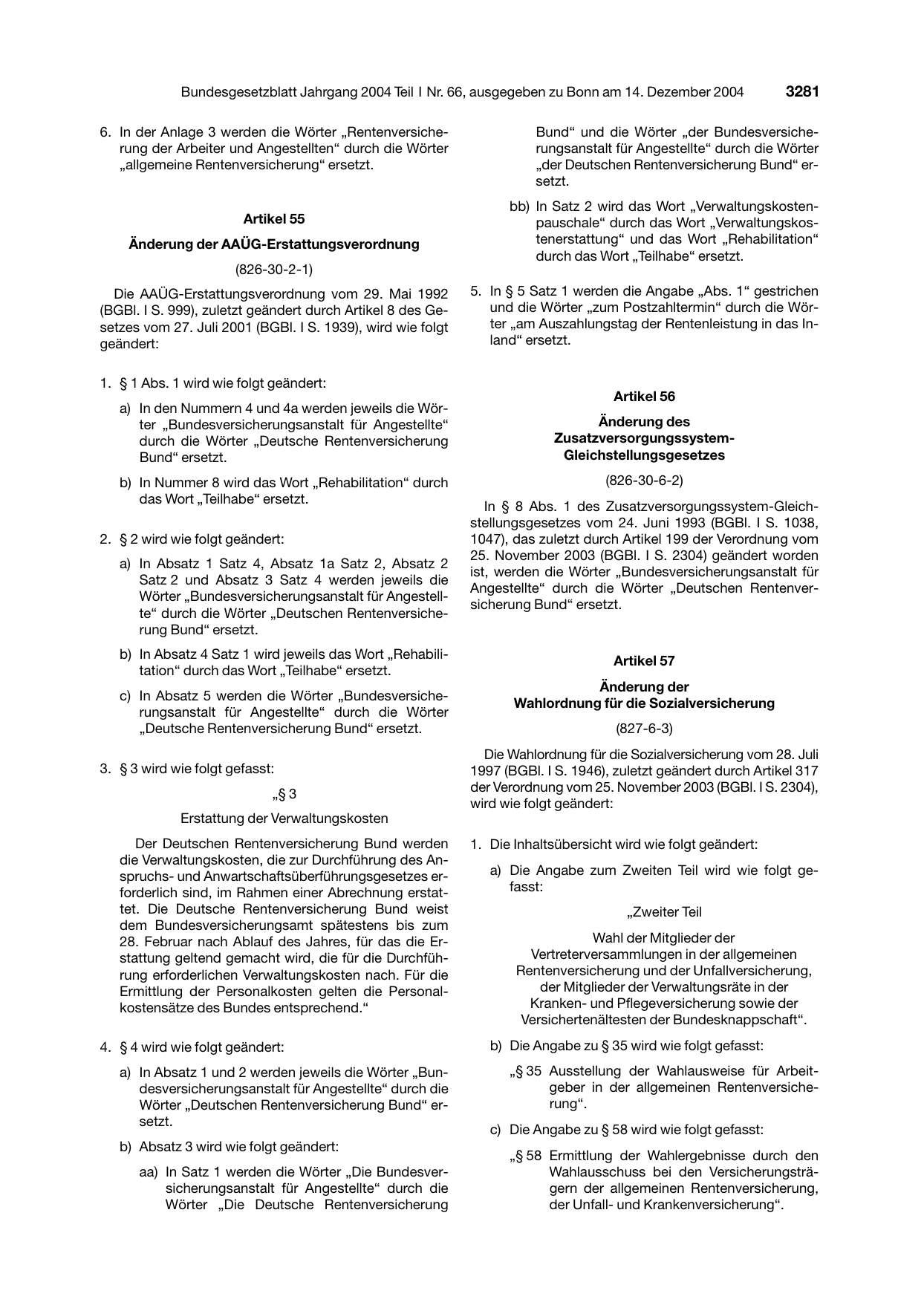 BGBl. 2004, Seite 3281 — Originalseite als Abbildung