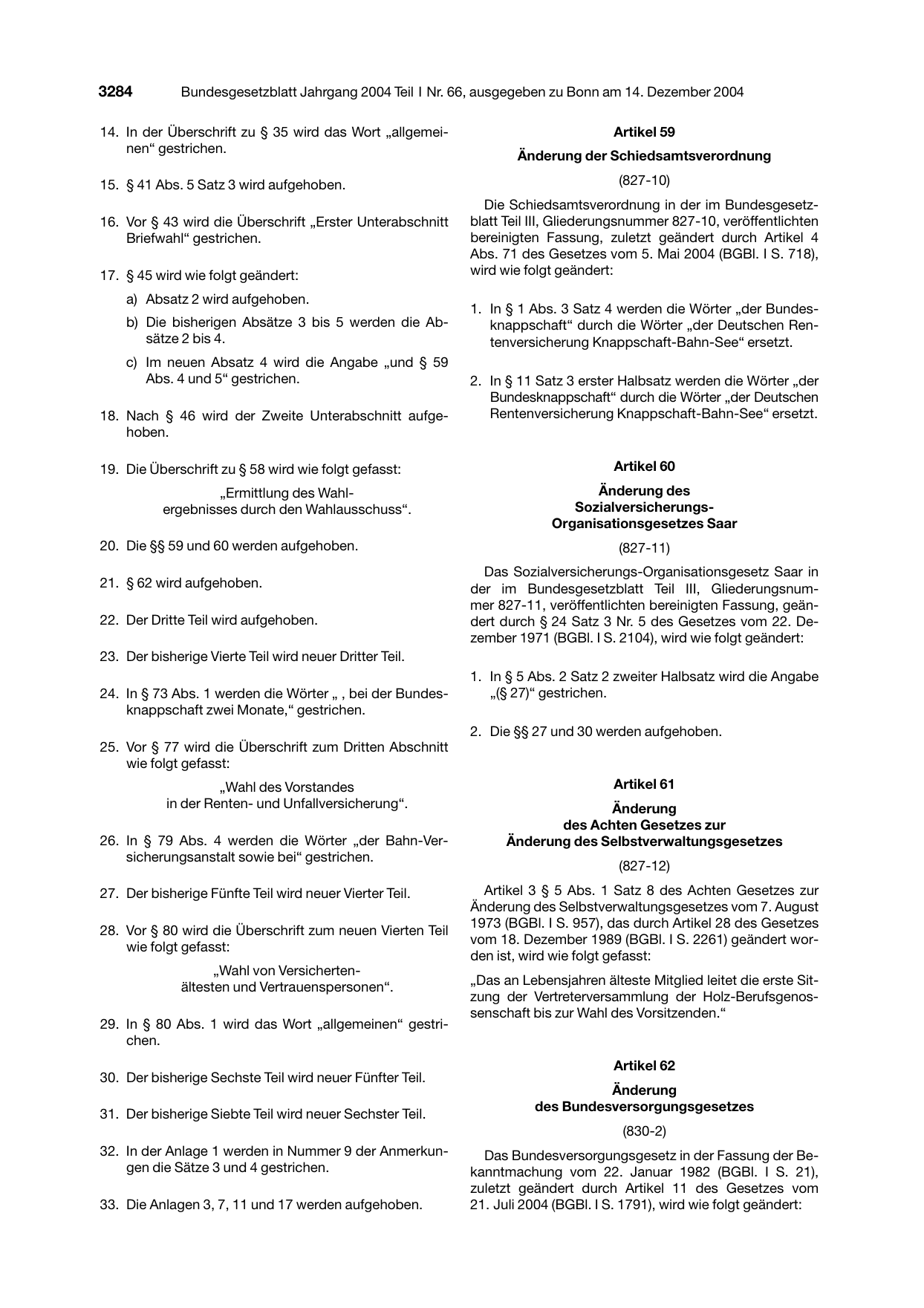 BGBl. 2004, Seite 3284 — Originalseite als Abbildung