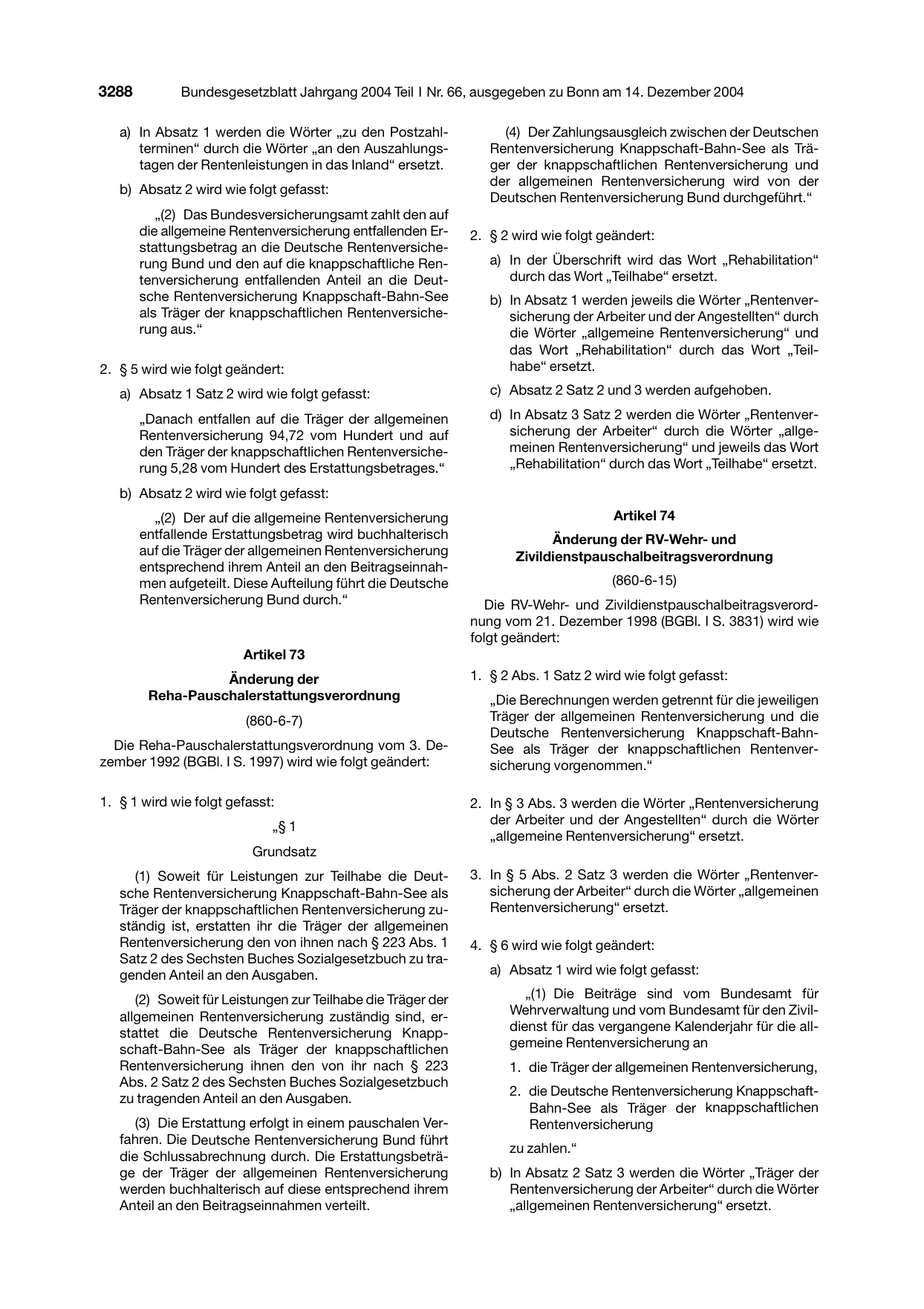 BGBl. 2004, Seite 3288 — Originalseite als Abbildung