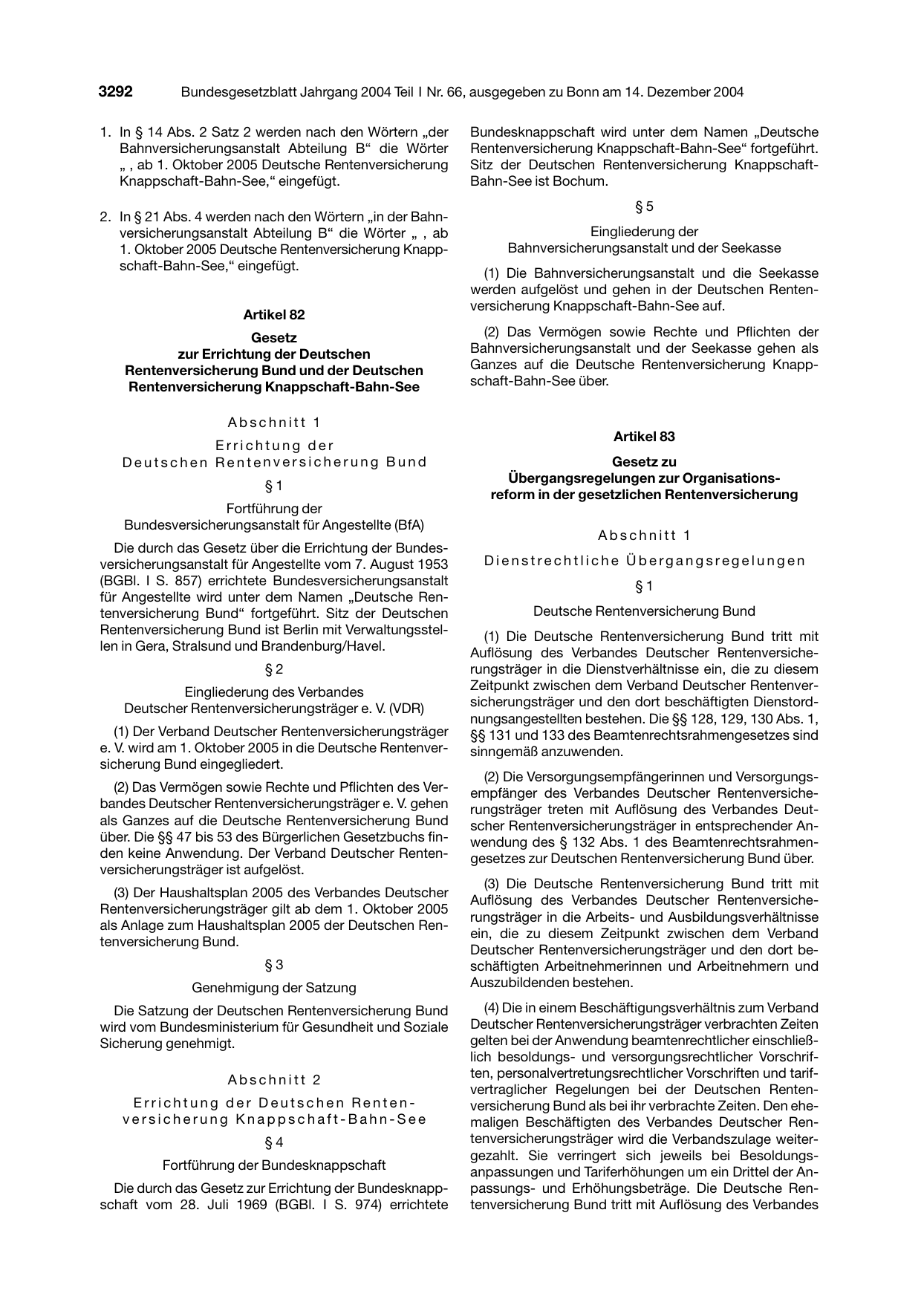 BGBl. 2004, Seite 3292 — Originalseite als Abbildung