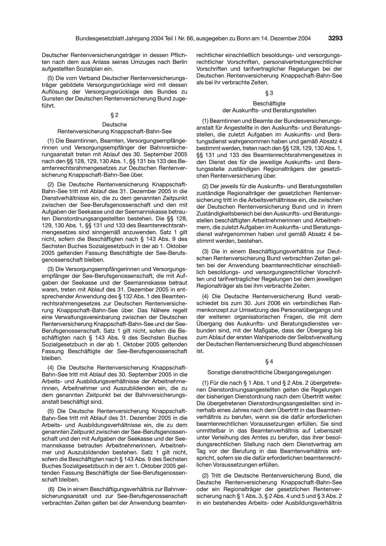 BGBl. 2004, Seite 3293 — Originalseite als Abbildung