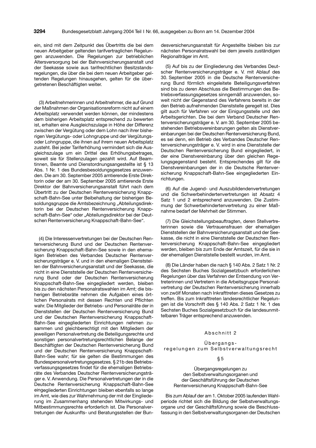 BGBl. 2004, Seite 3294 — Originalseite als Abbildung