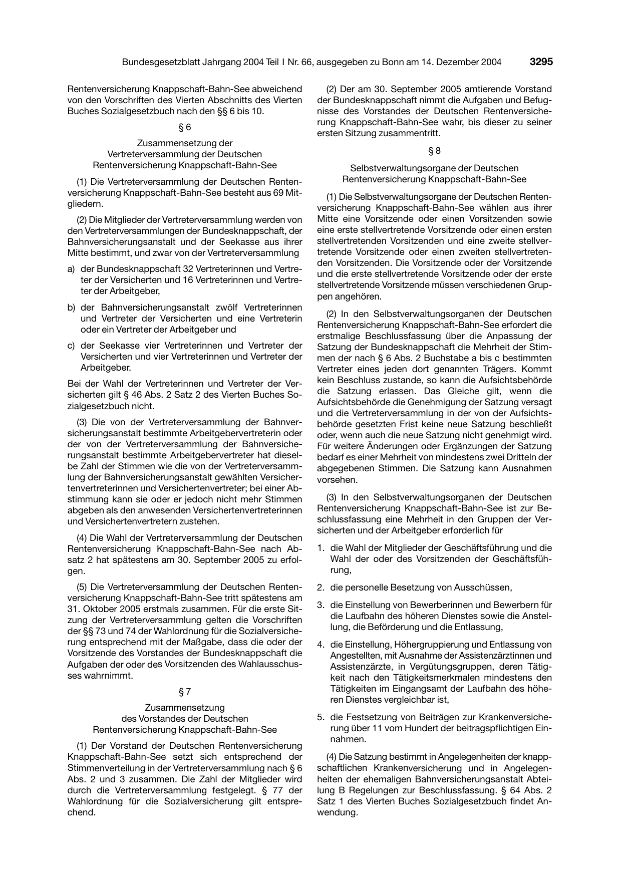 BGBl. 2004, Seite 3295 — Originalseite als Abbildung