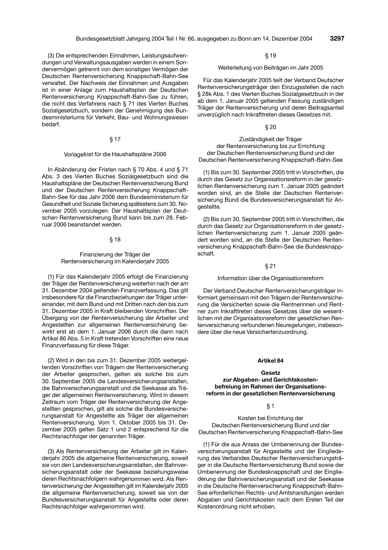 BGBl. 2004, Seite 3297 — Originalseite als Abbildung