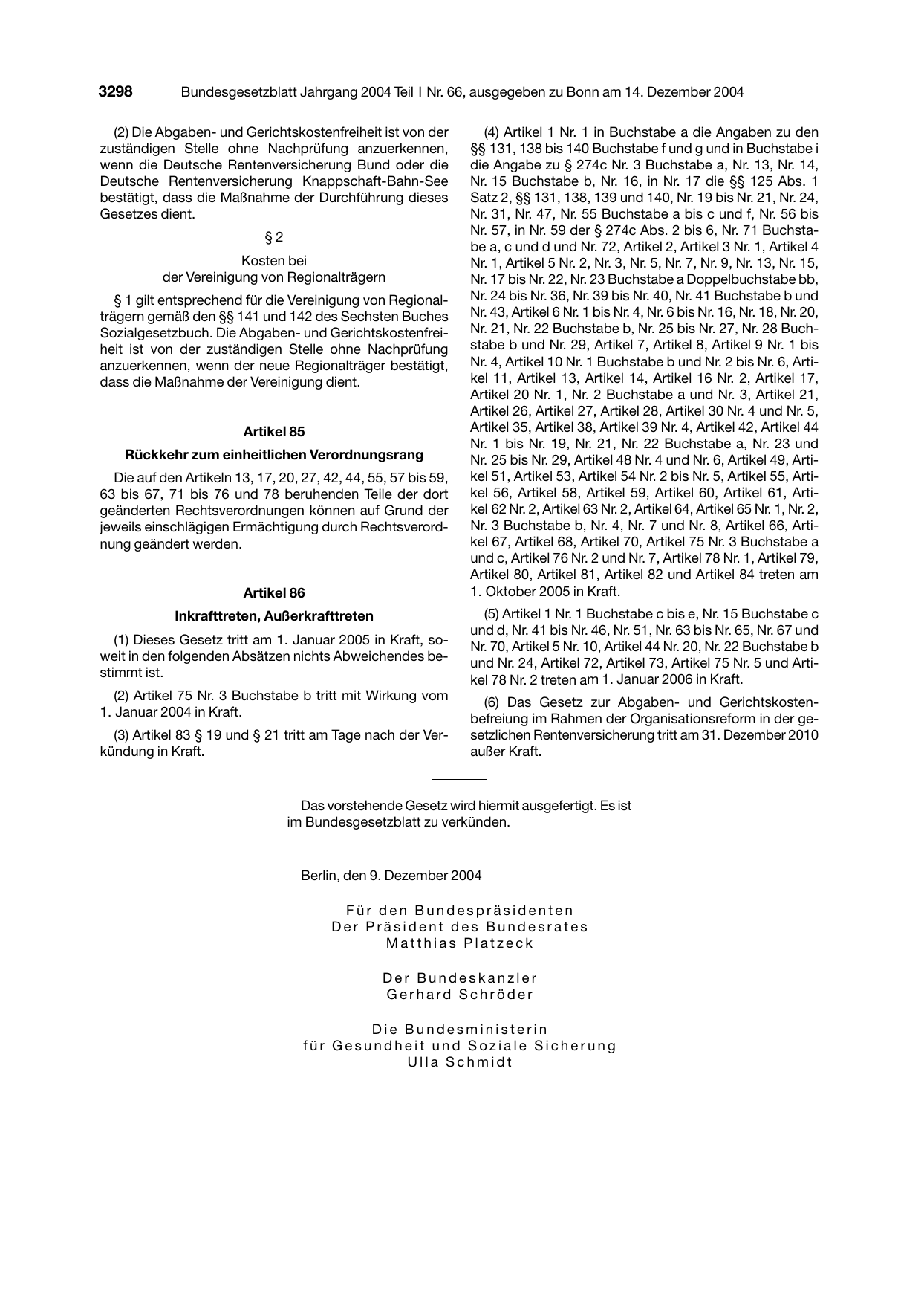 BGBl. 2004, Seite 3298 — Originalseite als Abbildung