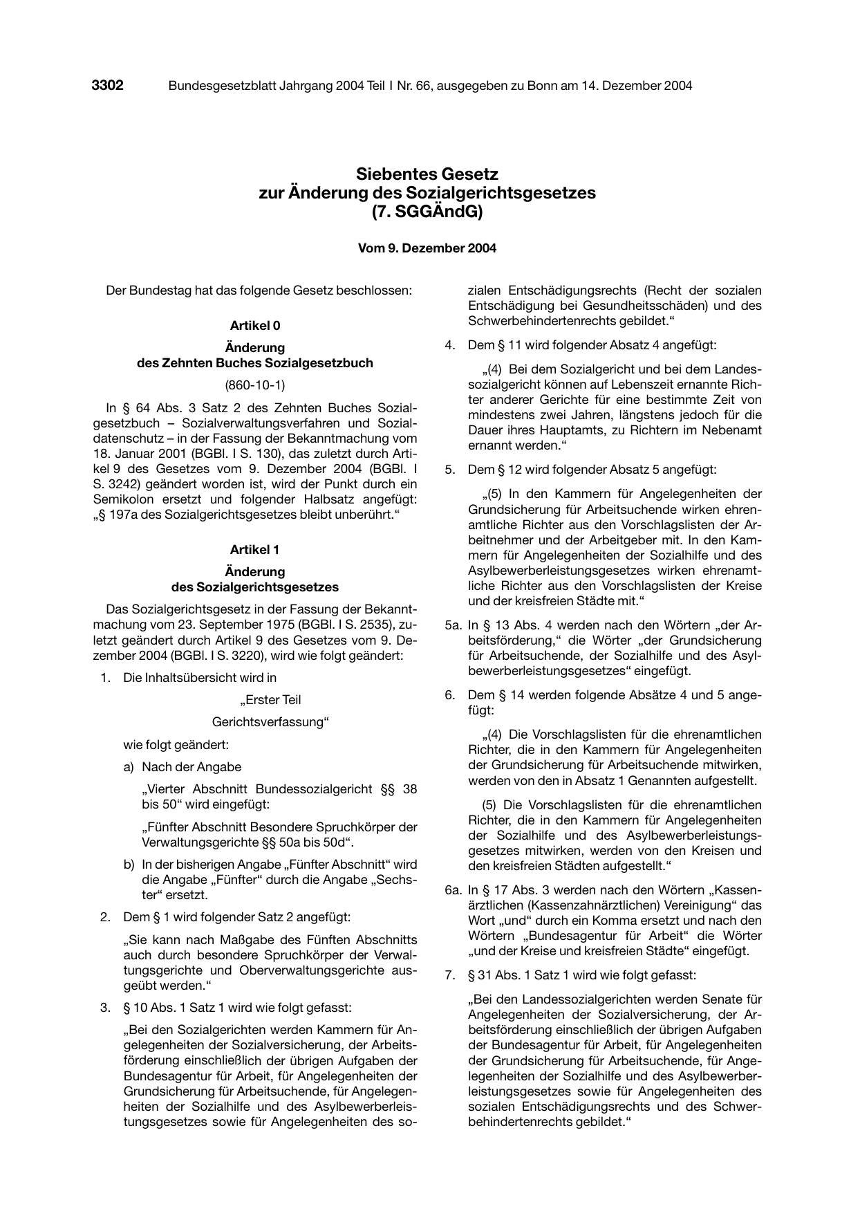 BGBl. 2004, Seite 3302 — Originalseite als Abbildung