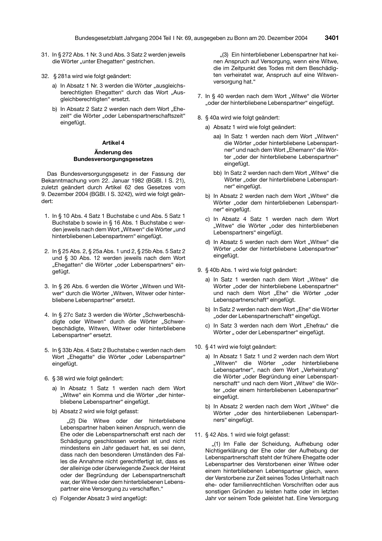 BGBl. 2004, Seite 3401 — Originalseite als Abbildung