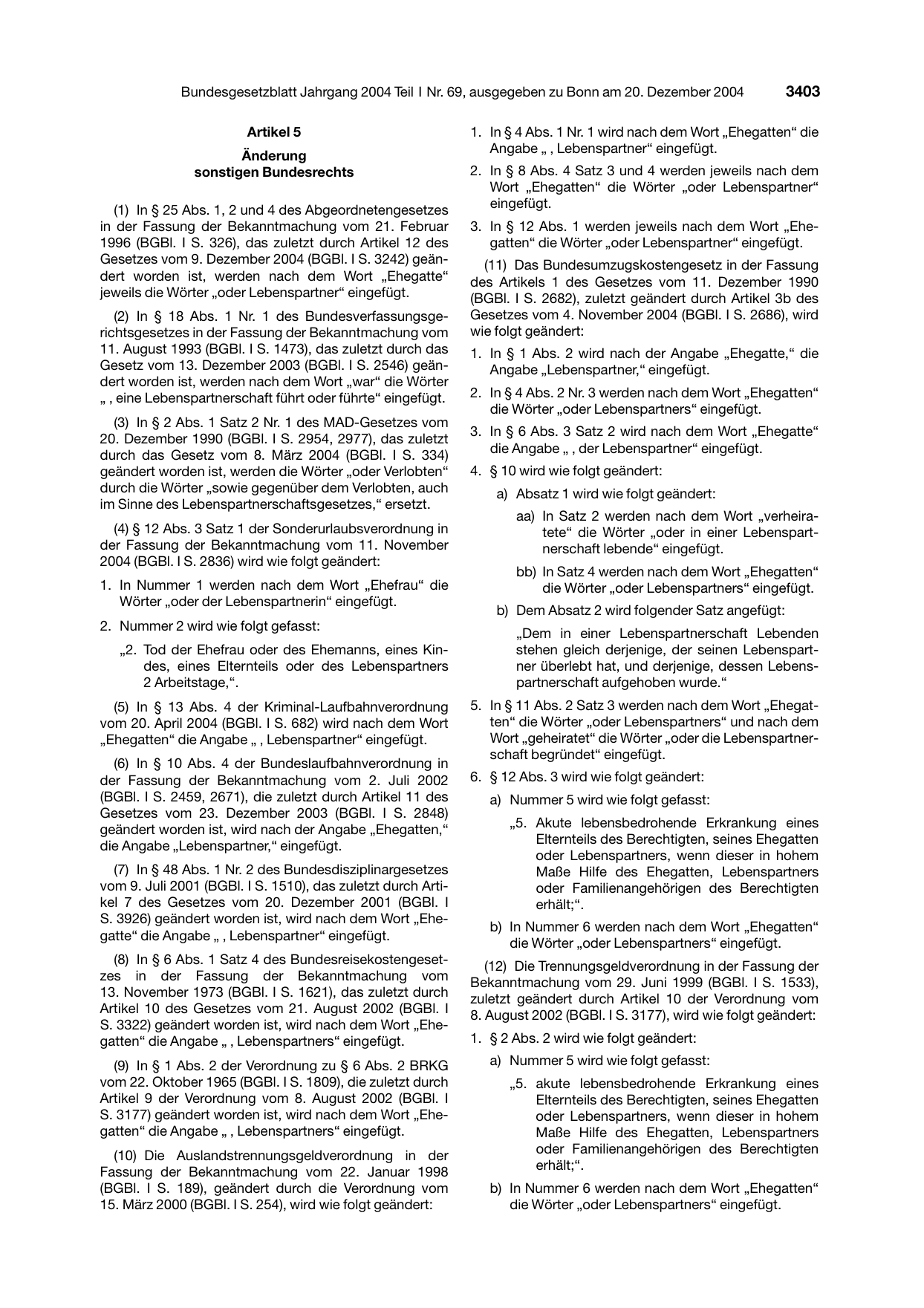 BGBl. 2004, Seite 3403 — Originalseite als Abbildung