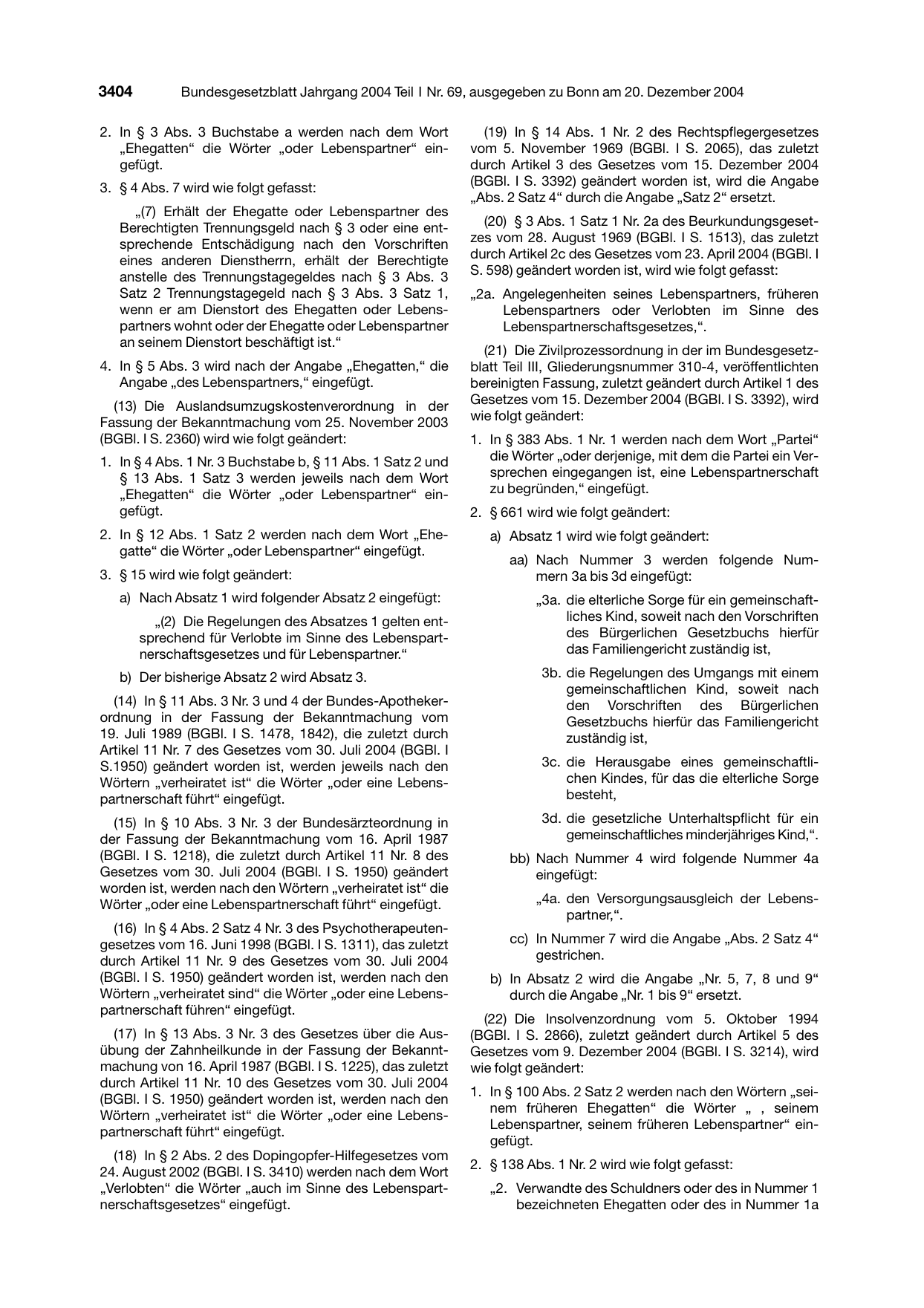 BGBl. 2004, Seite 3404 — Originalseite als Abbildung