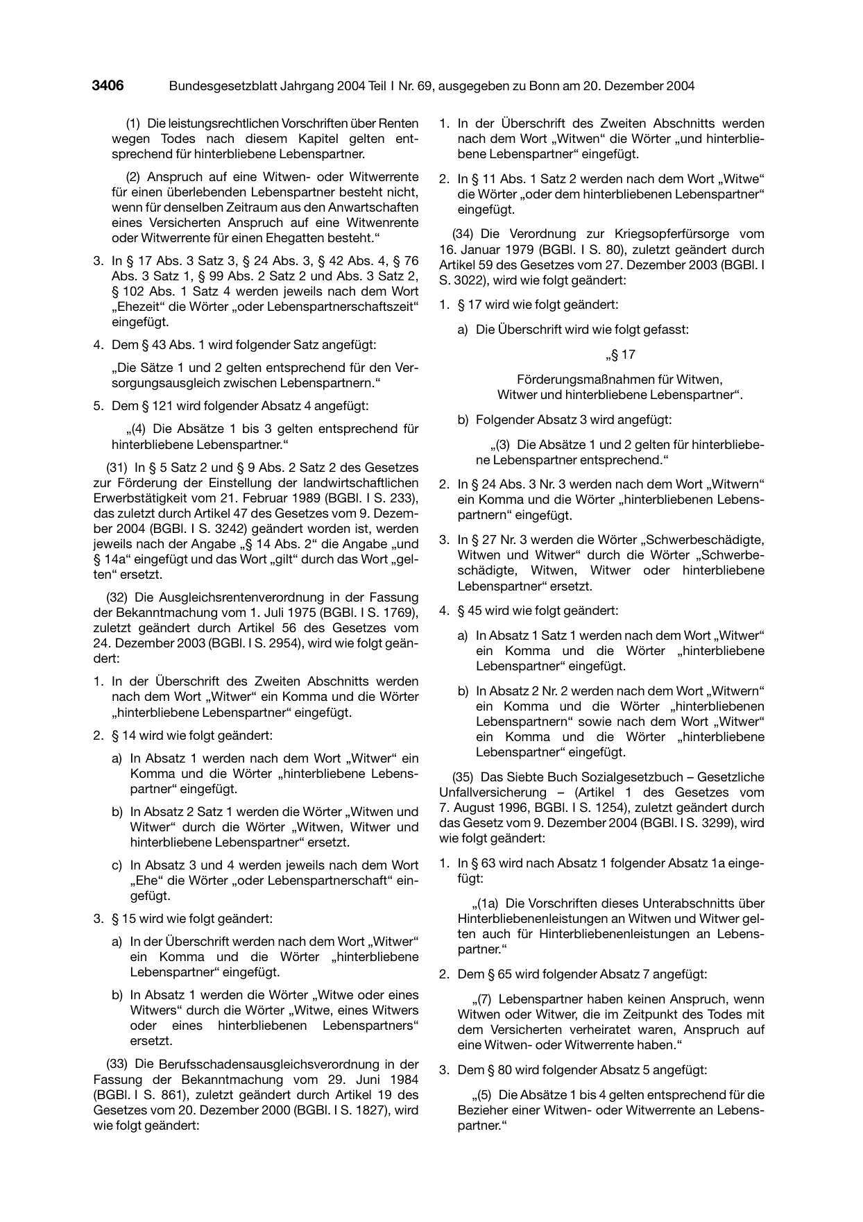 BGBl. 2004, Seite 3406 — Originalseite als Abbildung