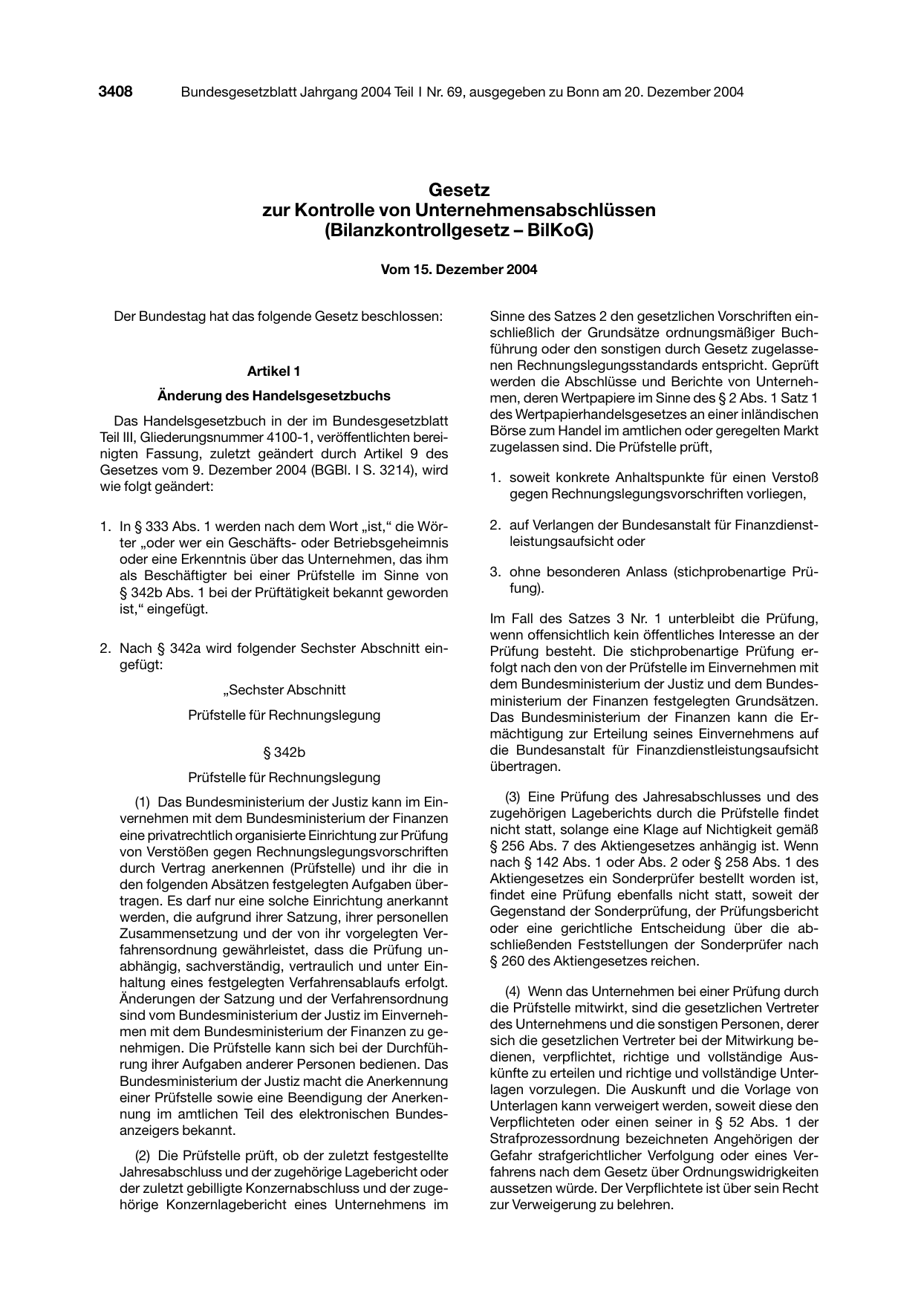 BGBl. 2004, Seite 3408 — Originalseite als Abbildung