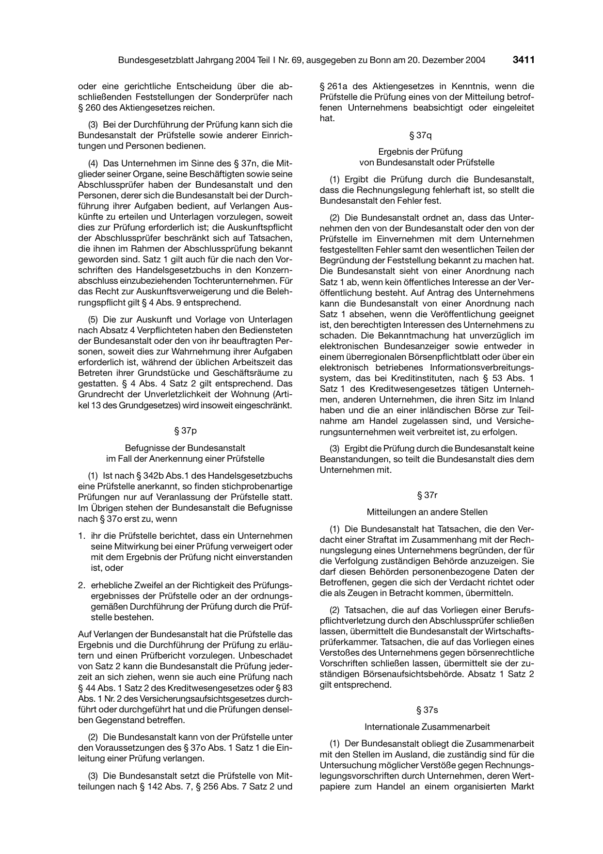 BGBl. 2004, Seite 3411 — Originalseite als Abbildung