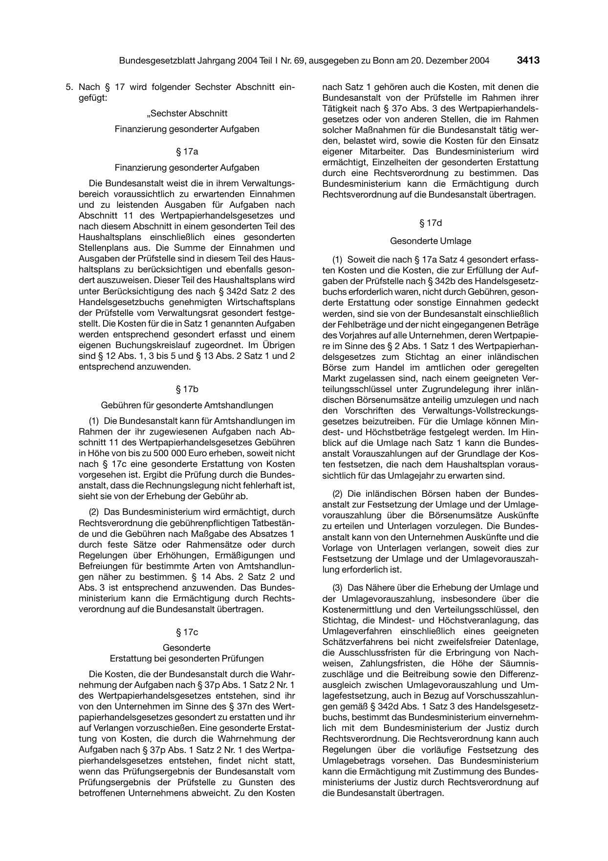 BGBl. 2004, Seite 3413 — Originalseite als Abbildung