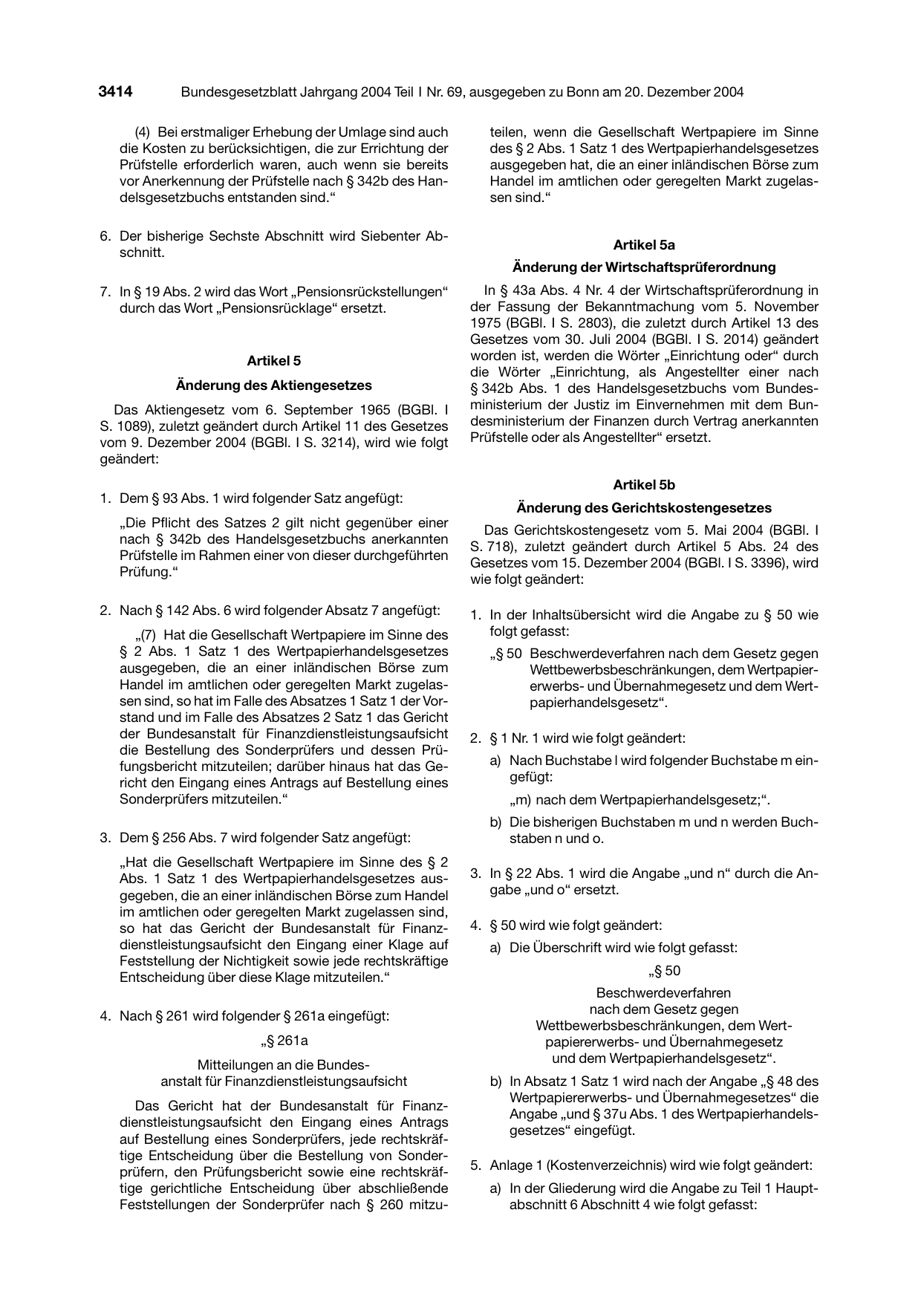 BGBl. 2004, Seite 3414 — Originalseite als Abbildung