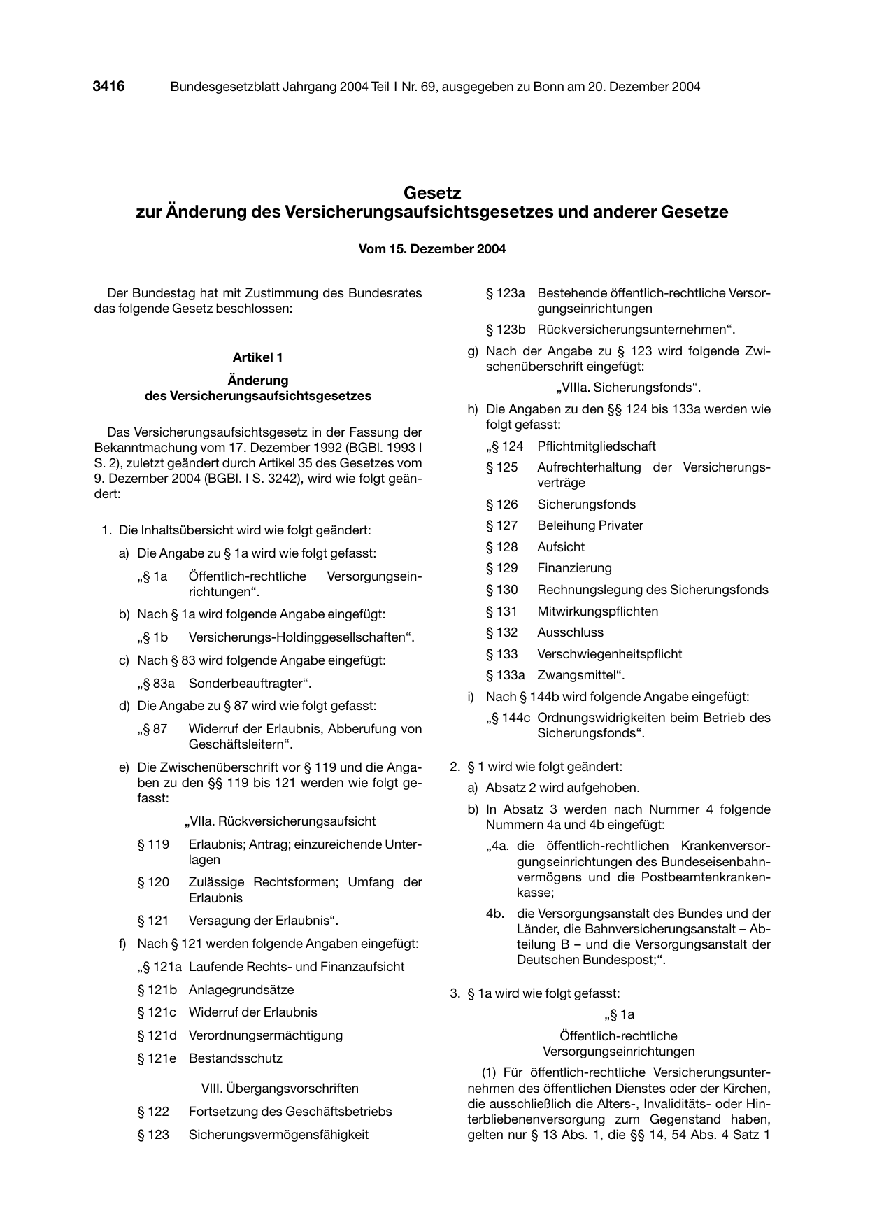 BGBl. 2004, Seite 3416 — Originalseite als Abbildung
