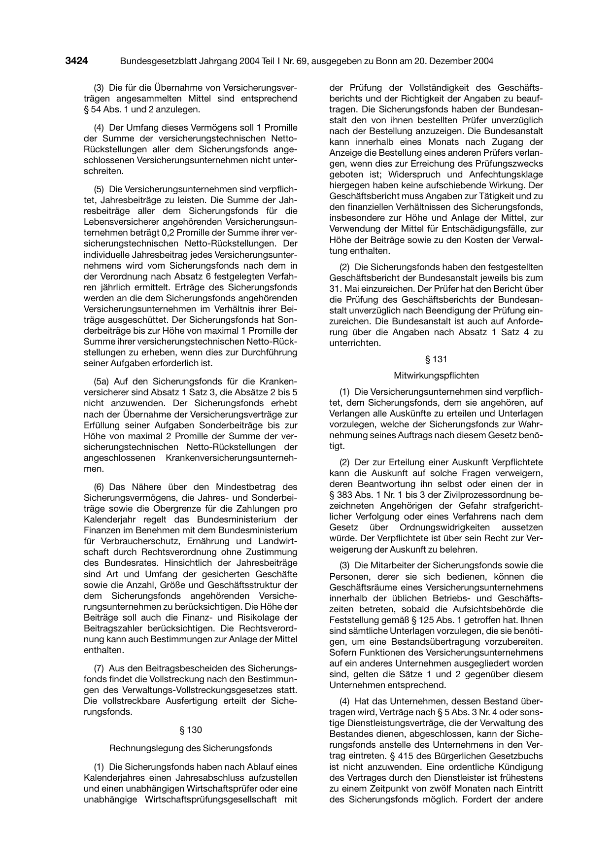 BGBl. 2004, Seite 3424 — Originalseite als Abbildung