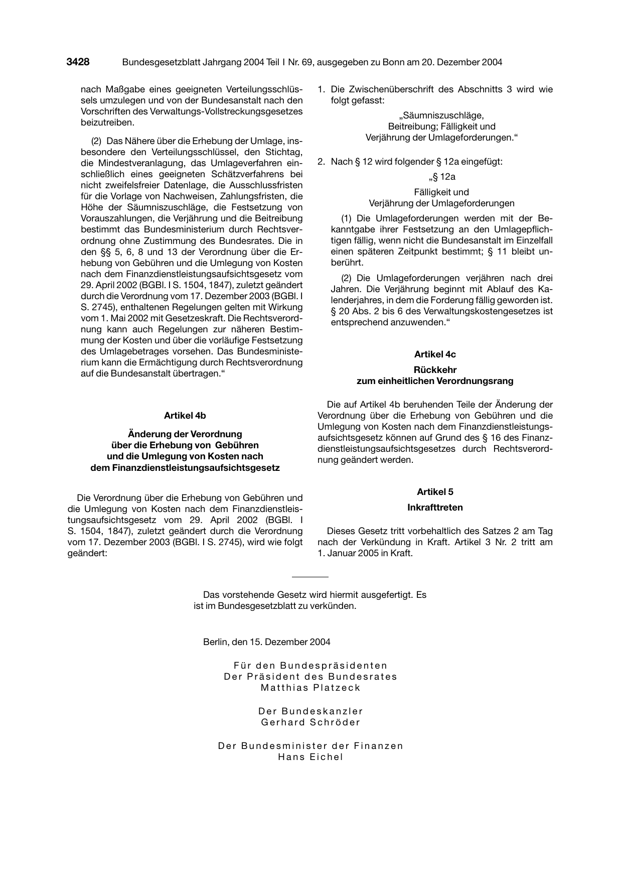 BGBl. 2004, Seite 3428 — Originalseite als Abbildung