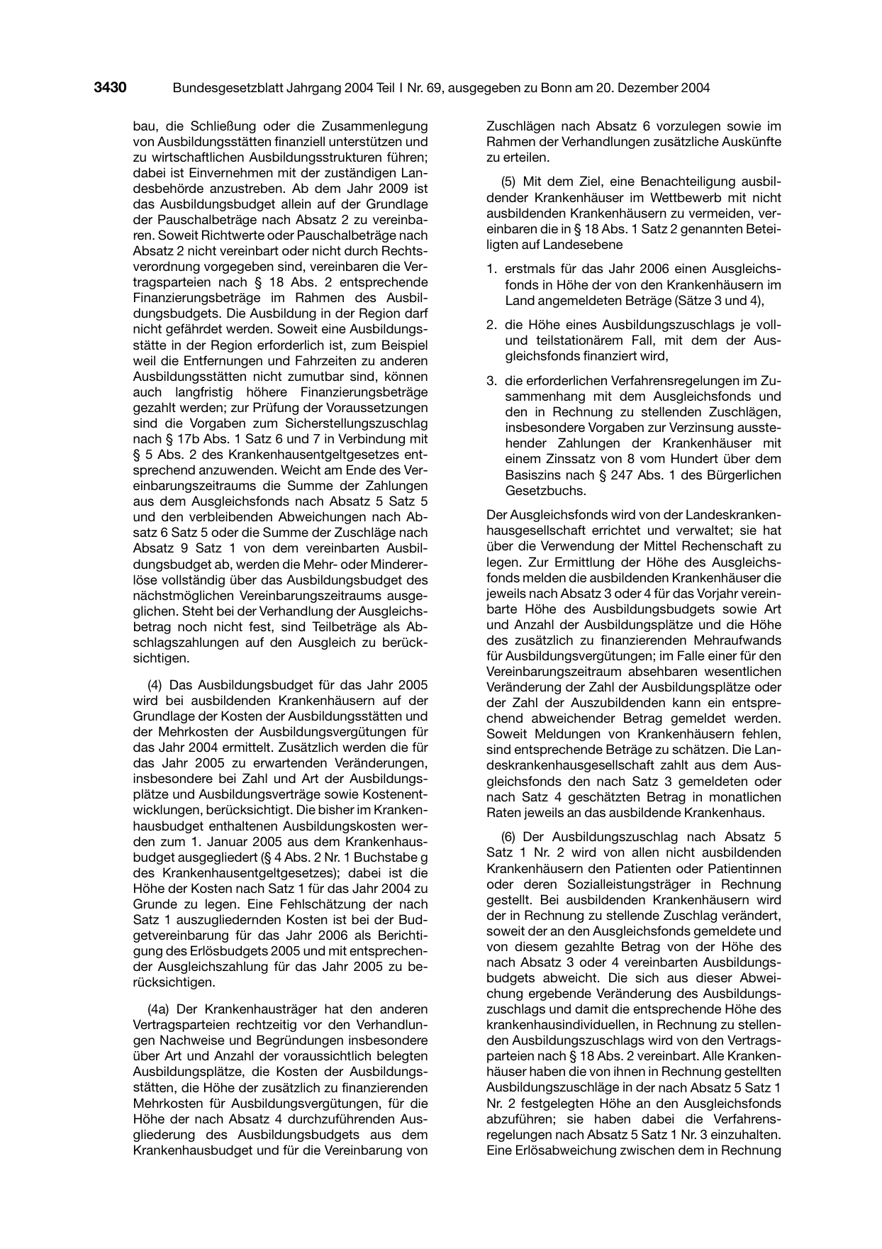 BGBl. 2004, Seite 3430 — Originalseite als Abbildung