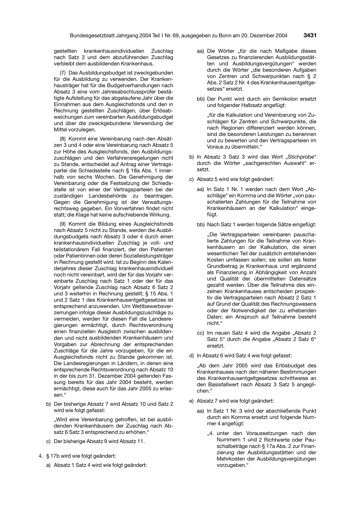 BGBl. 2004, Seite 3431 — Originalseite als Abbildung