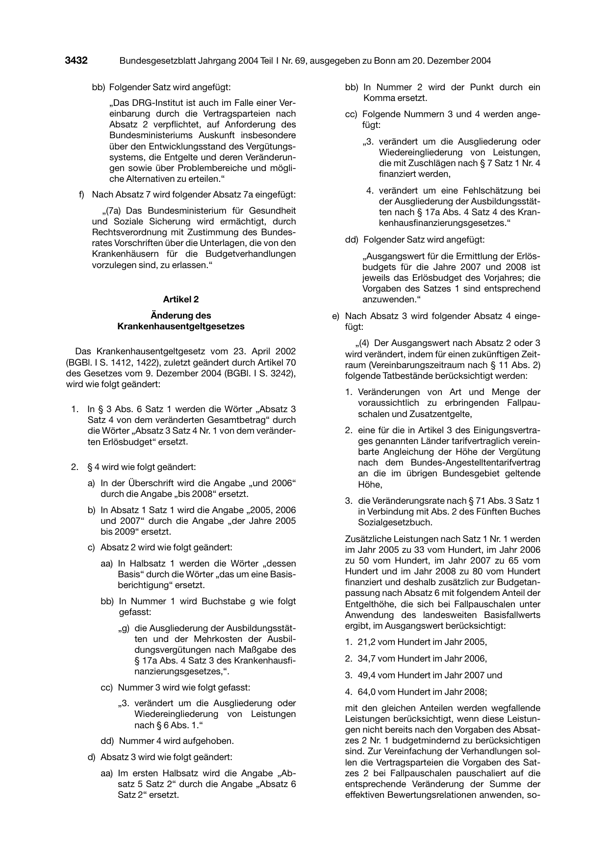 BGBl. 2004, Seite 3432 — Originalseite als Abbildung