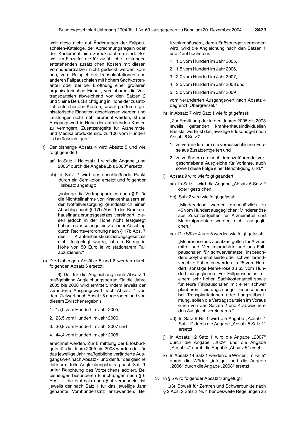 BGBl. 2004, Seite 3433 — Originalseite als Abbildung