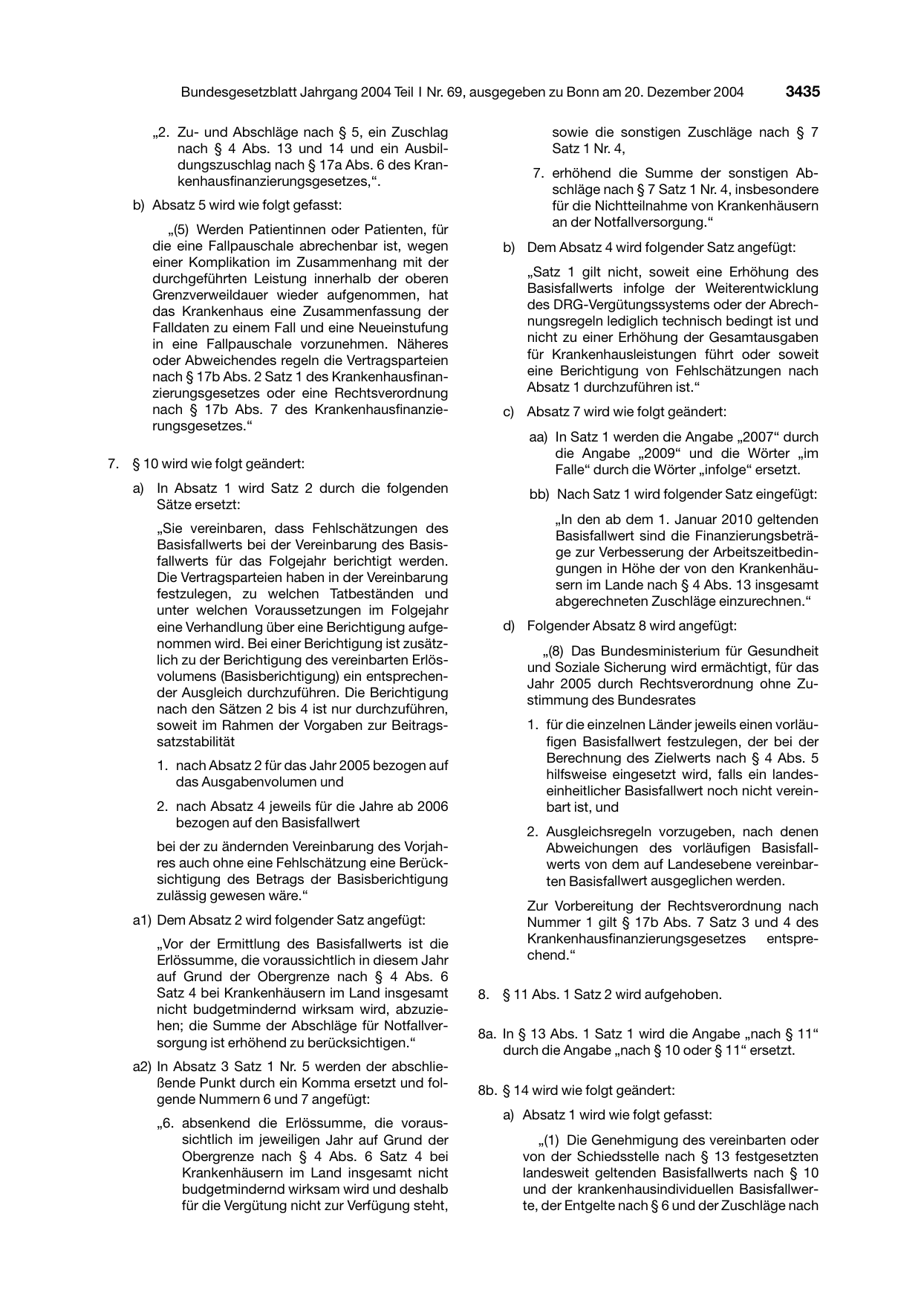 BGBl. 2004, Seite 3435 — Originalseite als Abbildung