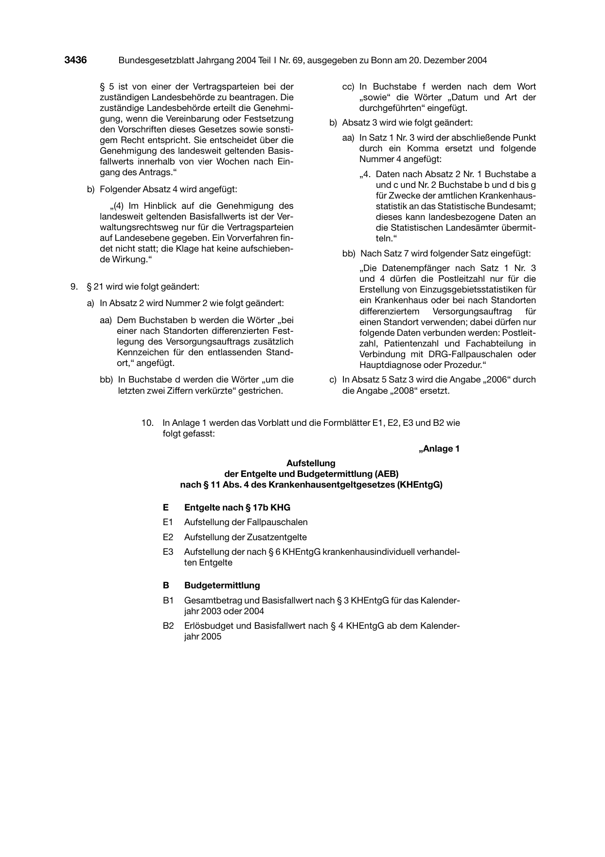 BGBl. 2004, Seite 3436 — Originalseite als Abbildung
