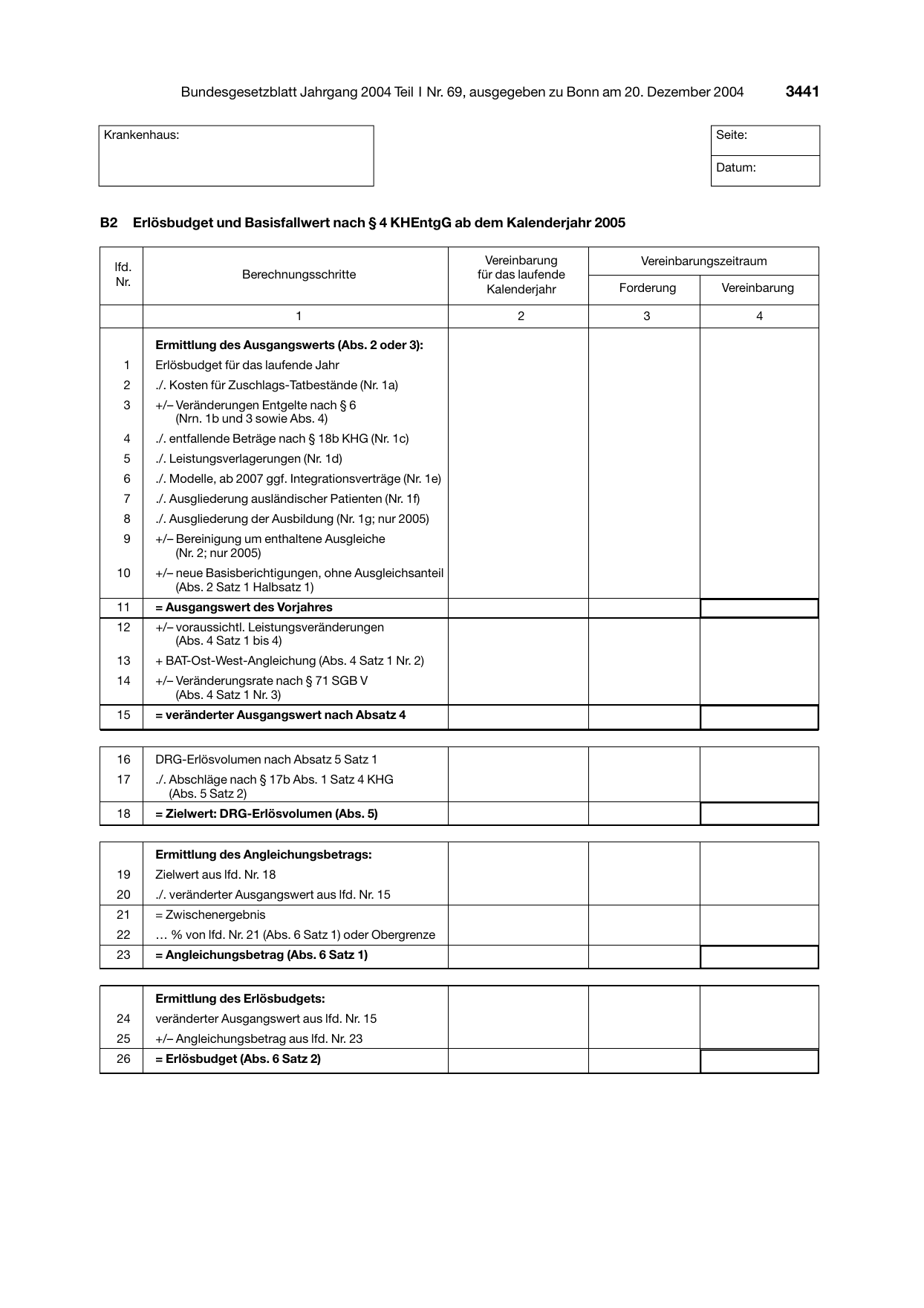 BGBl. 2004, Seite 3441 — Originalseite als Abbildung