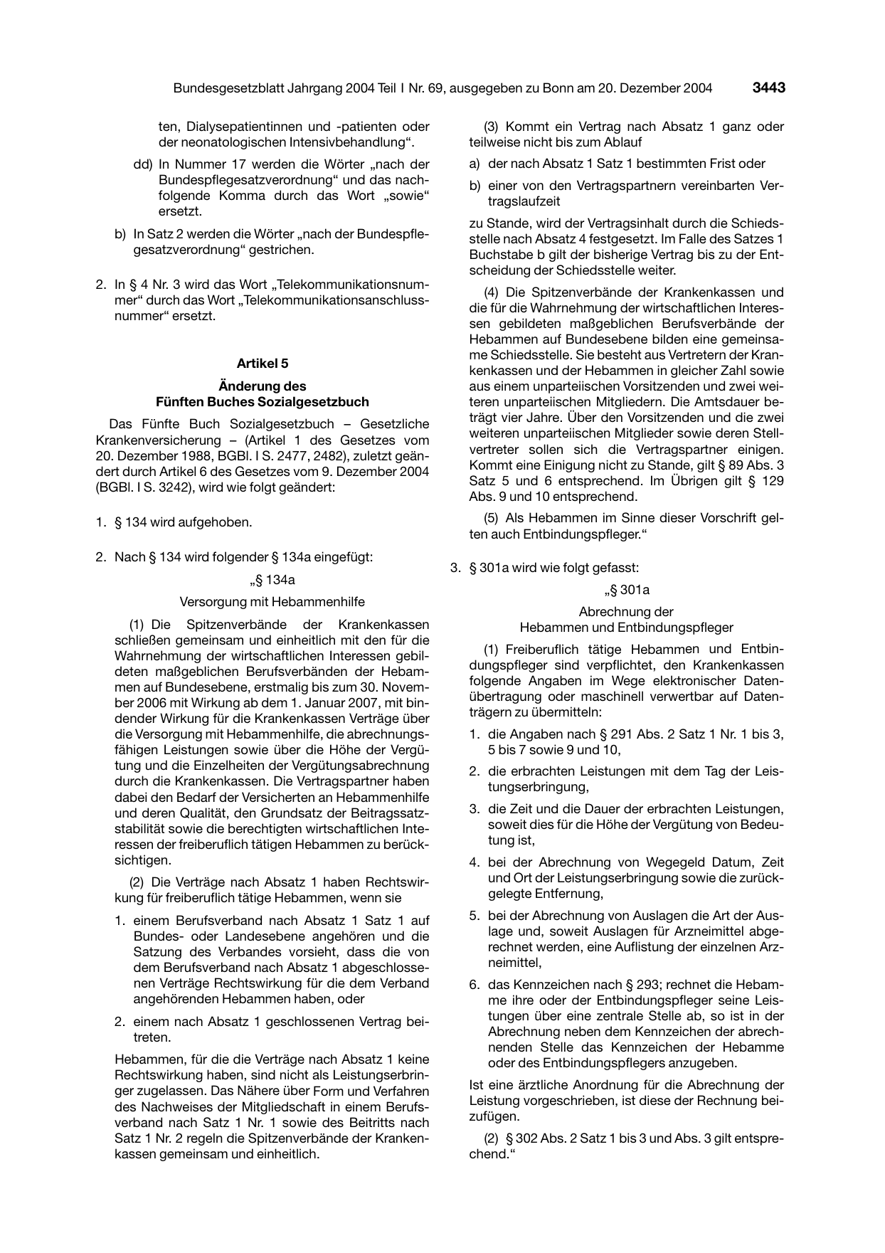 BGBl. 2004, Seite 3443 — Originalseite als Abbildung