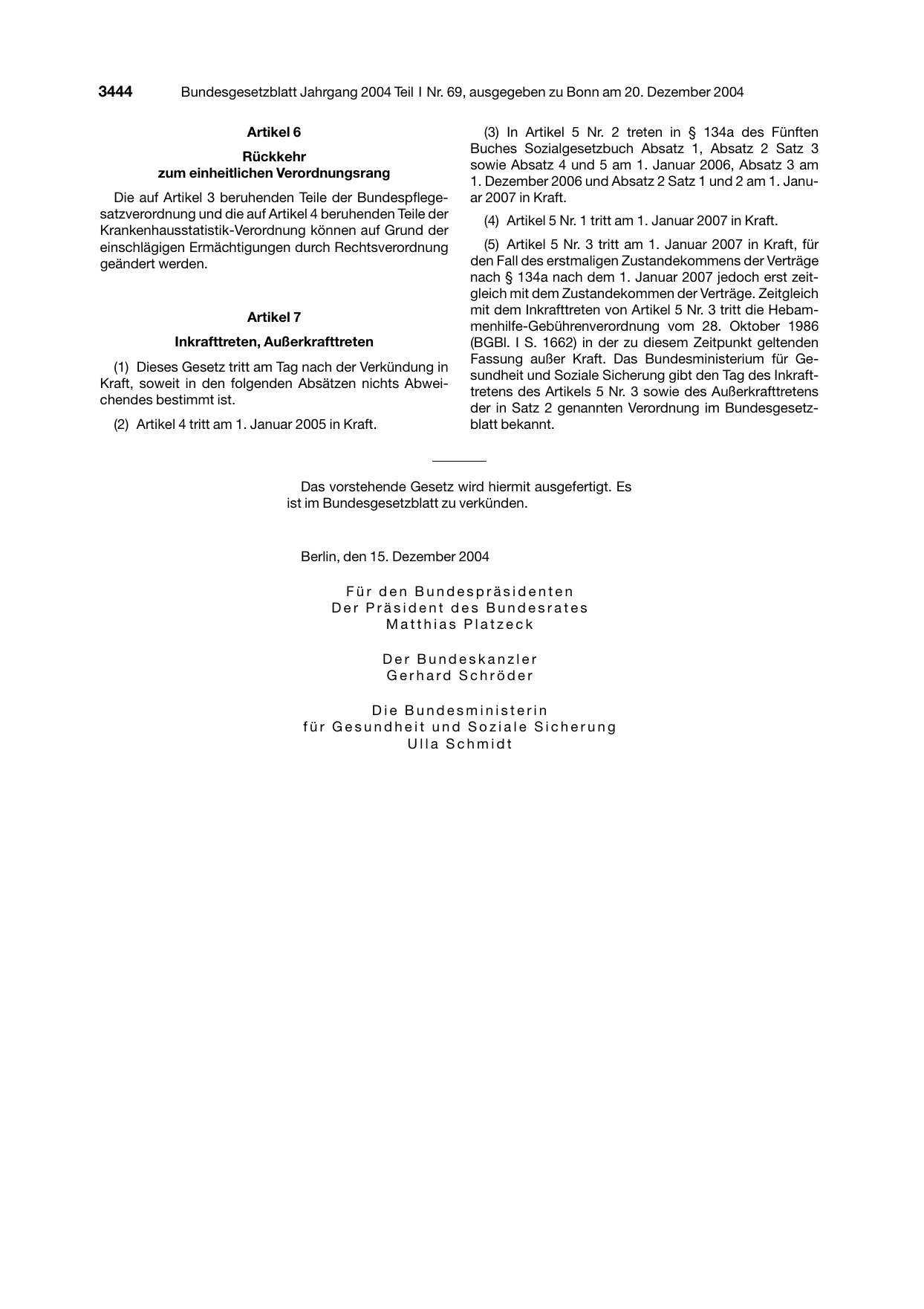 BGBl. 2004, Seite 3444 — Originalseite als Abbildung
