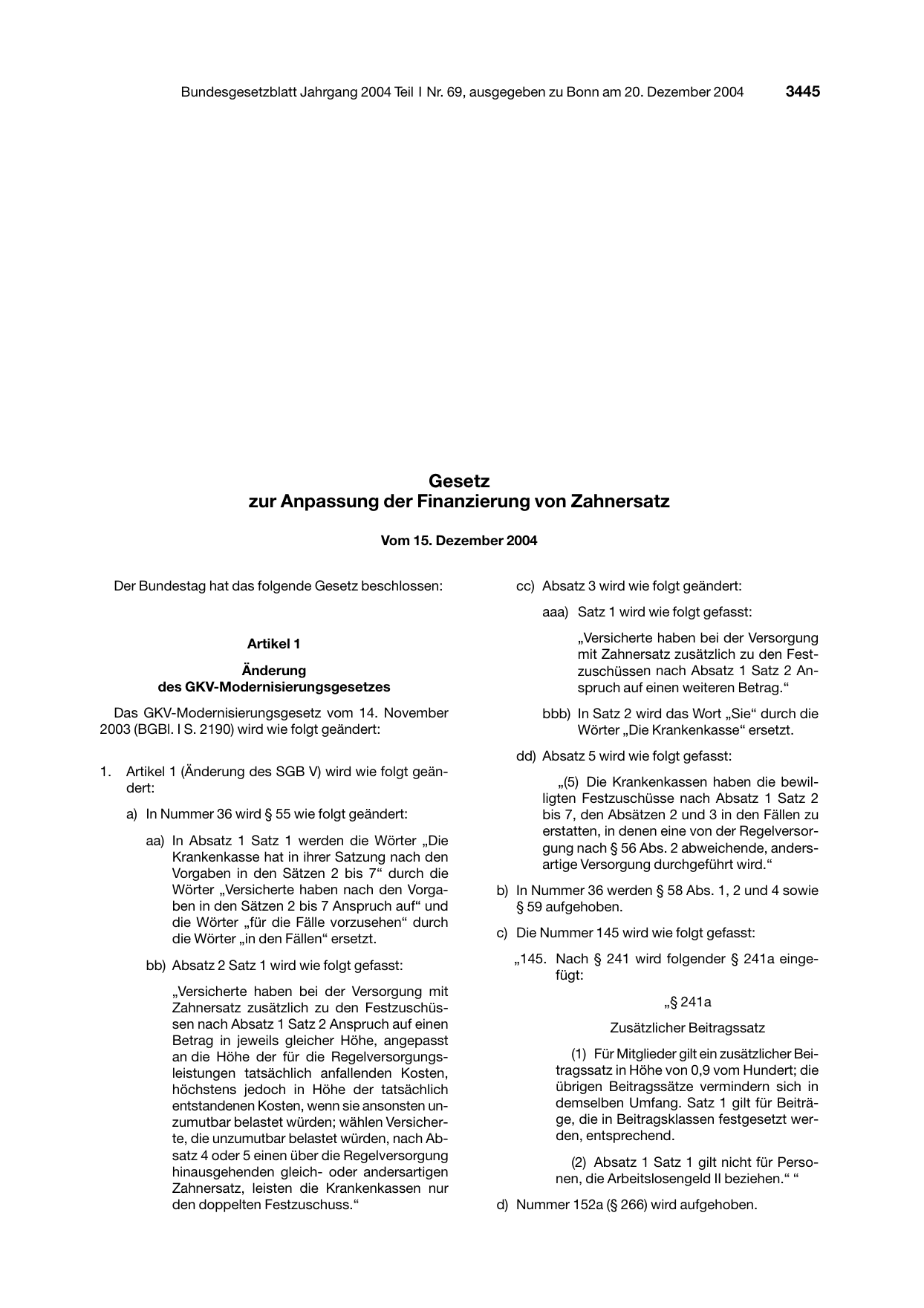BGBl. 2004, Seite 3445 — Originalseite als Abbildung