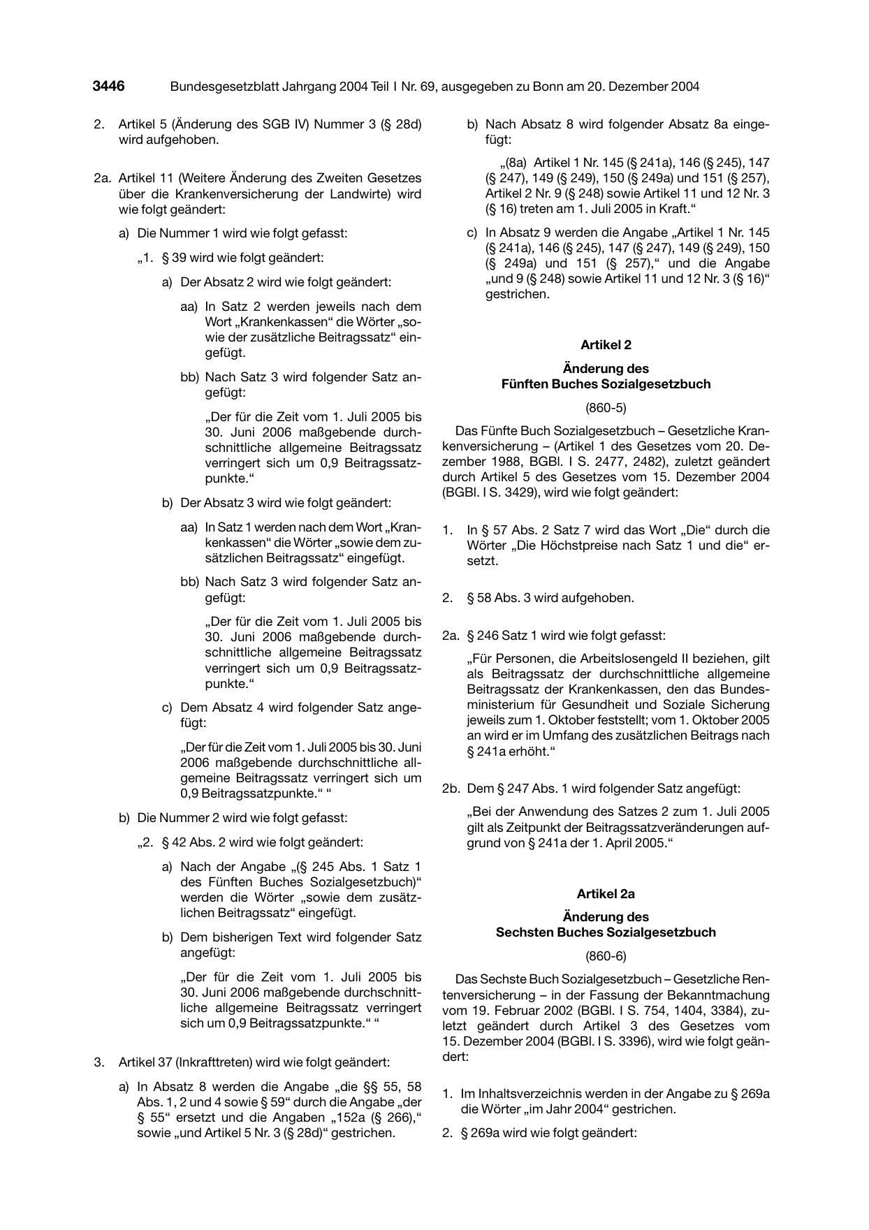 BGBl. 2004, Seite 3446 — Originalseite als Abbildung