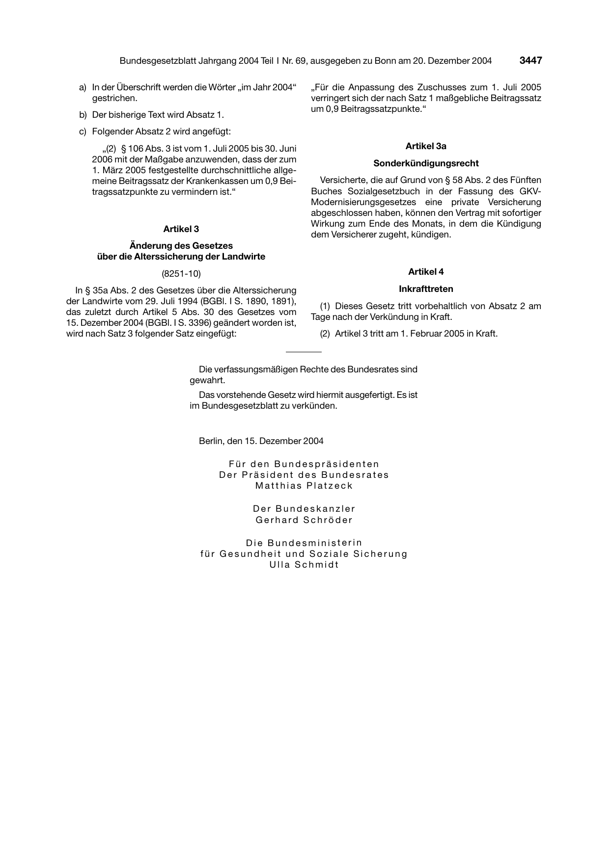 BGBl. 2004, Seite 3447 — Originalseite als Abbildung