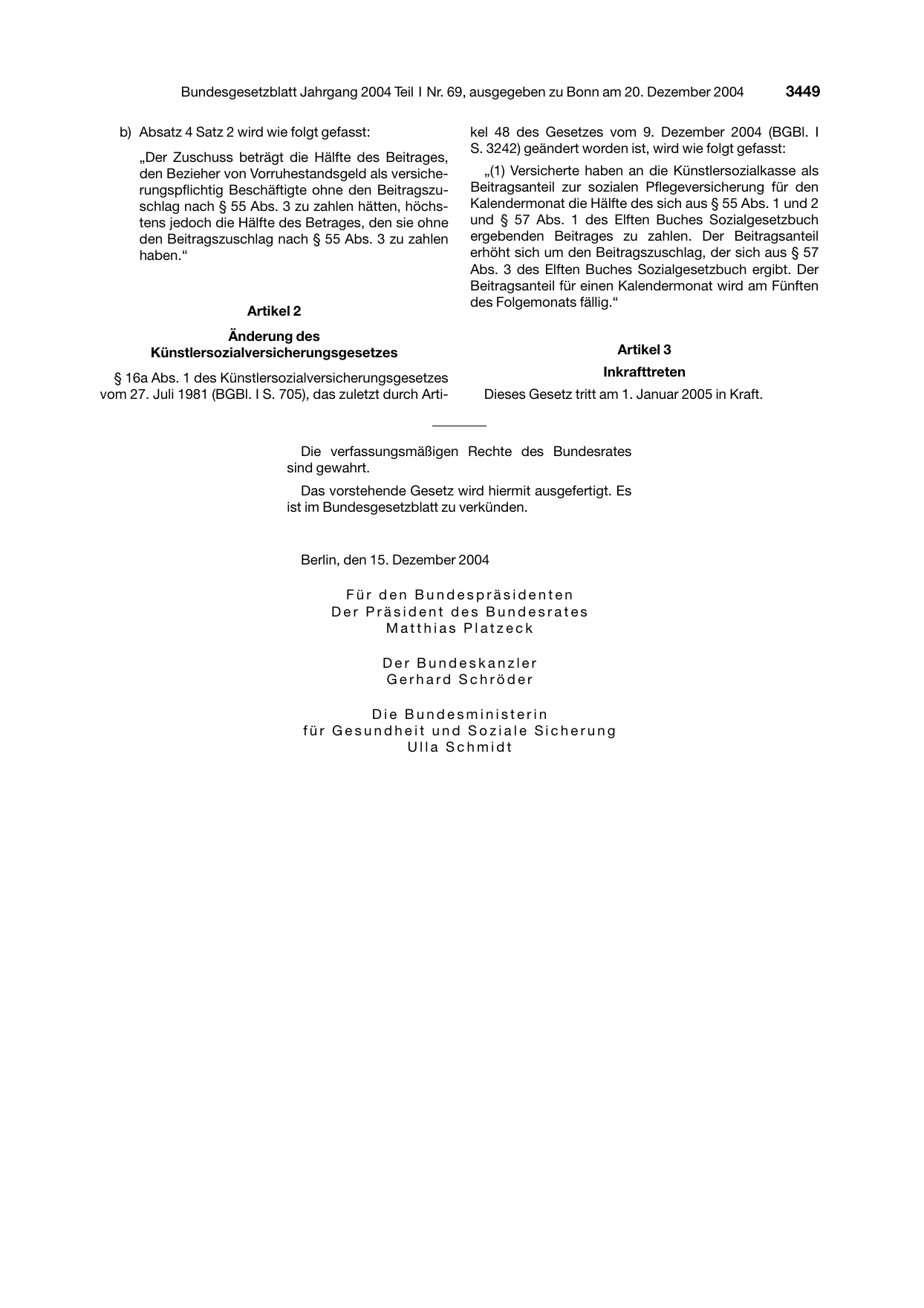 BGBl. 2004, Seite 3449 — Originalseite als Abbildung