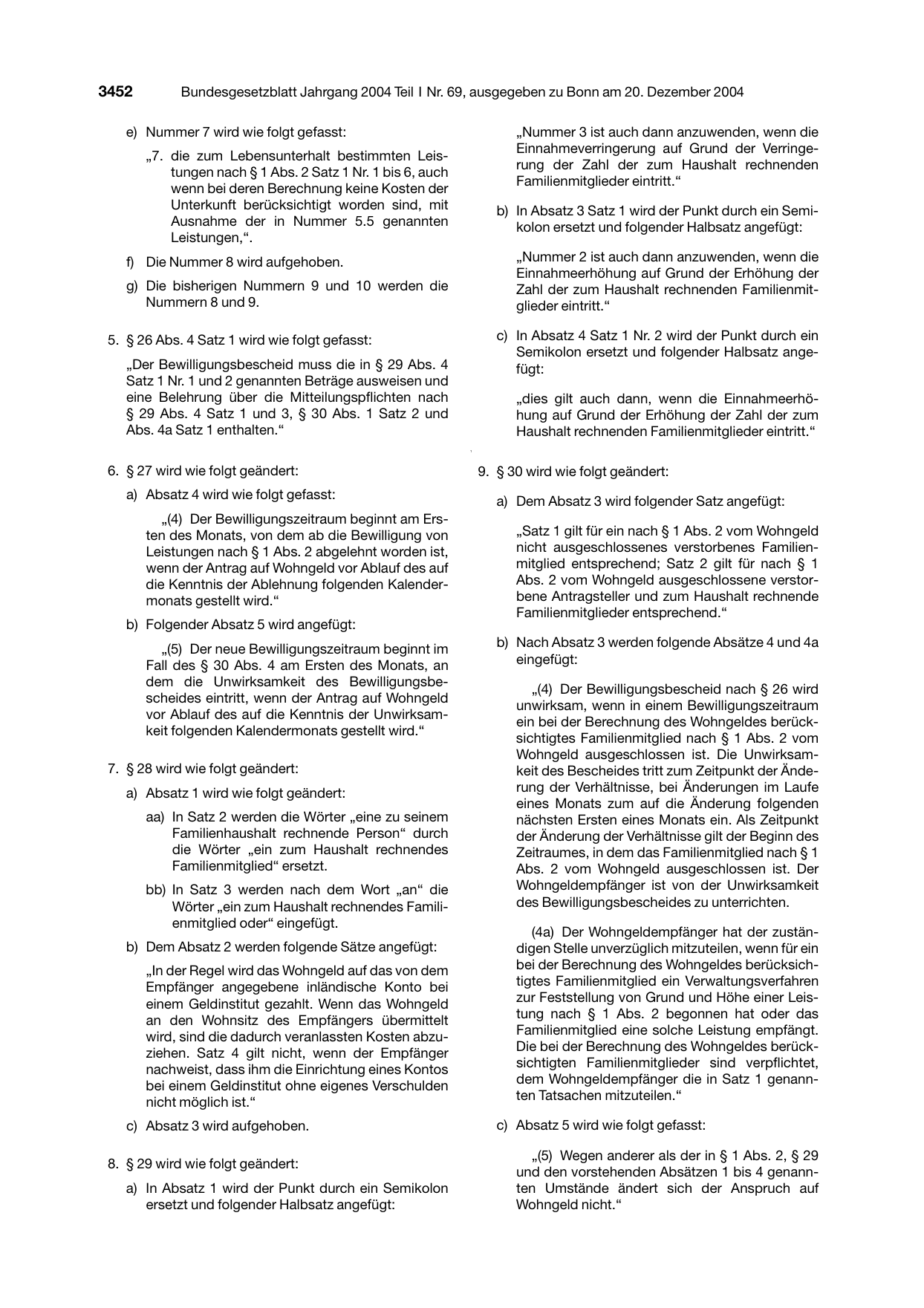 BGBl. 2004, Seite 3452 — Originalseite als Abbildung