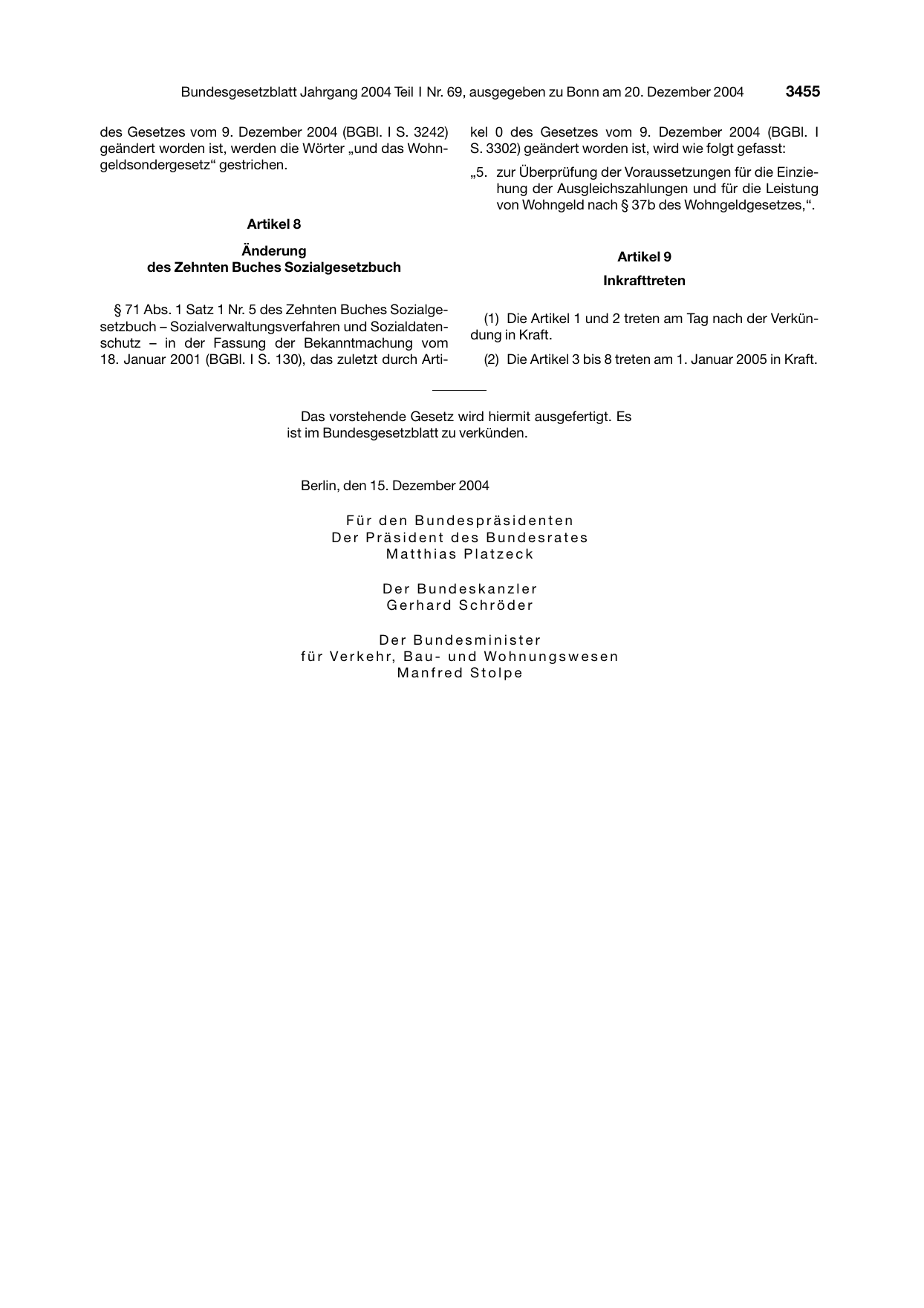 BGBl. 2004, Seite 3455 — Originalseite als Abbildung