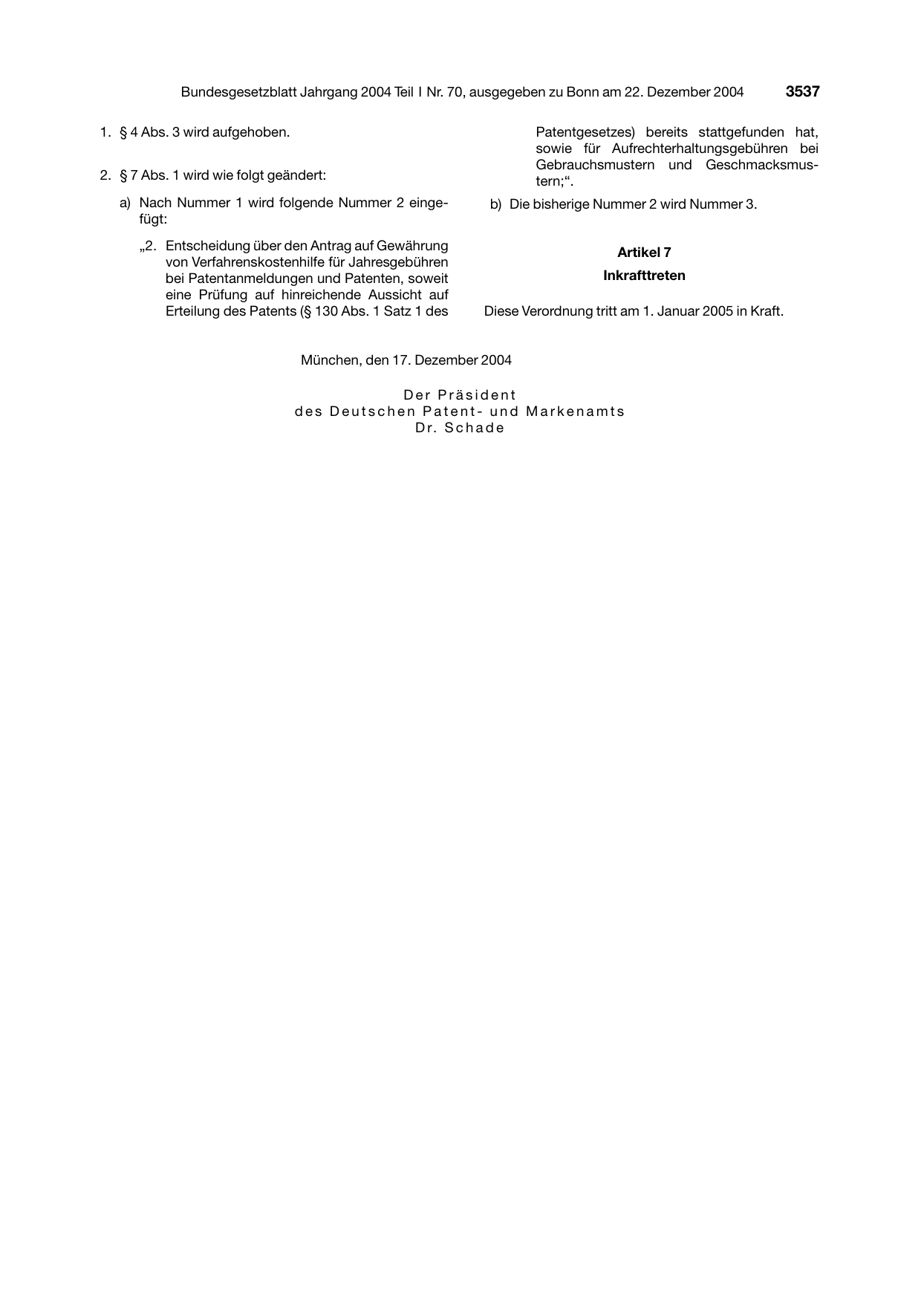 BGBl. 2004, Seite 3537 — Originalseite als Abbildung