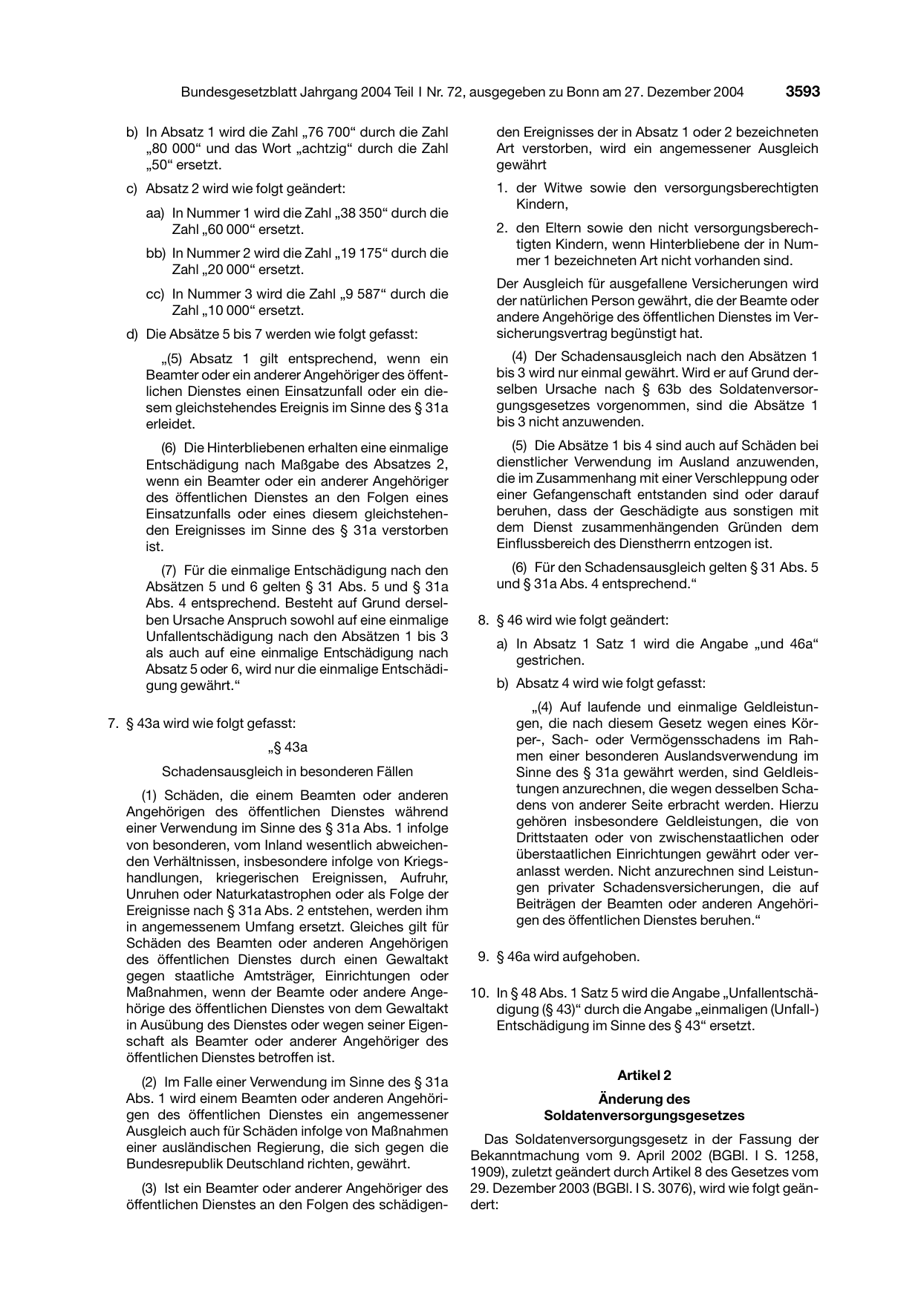 BGBl. 2004, Seite 3593 — Originalseite als Abbildung