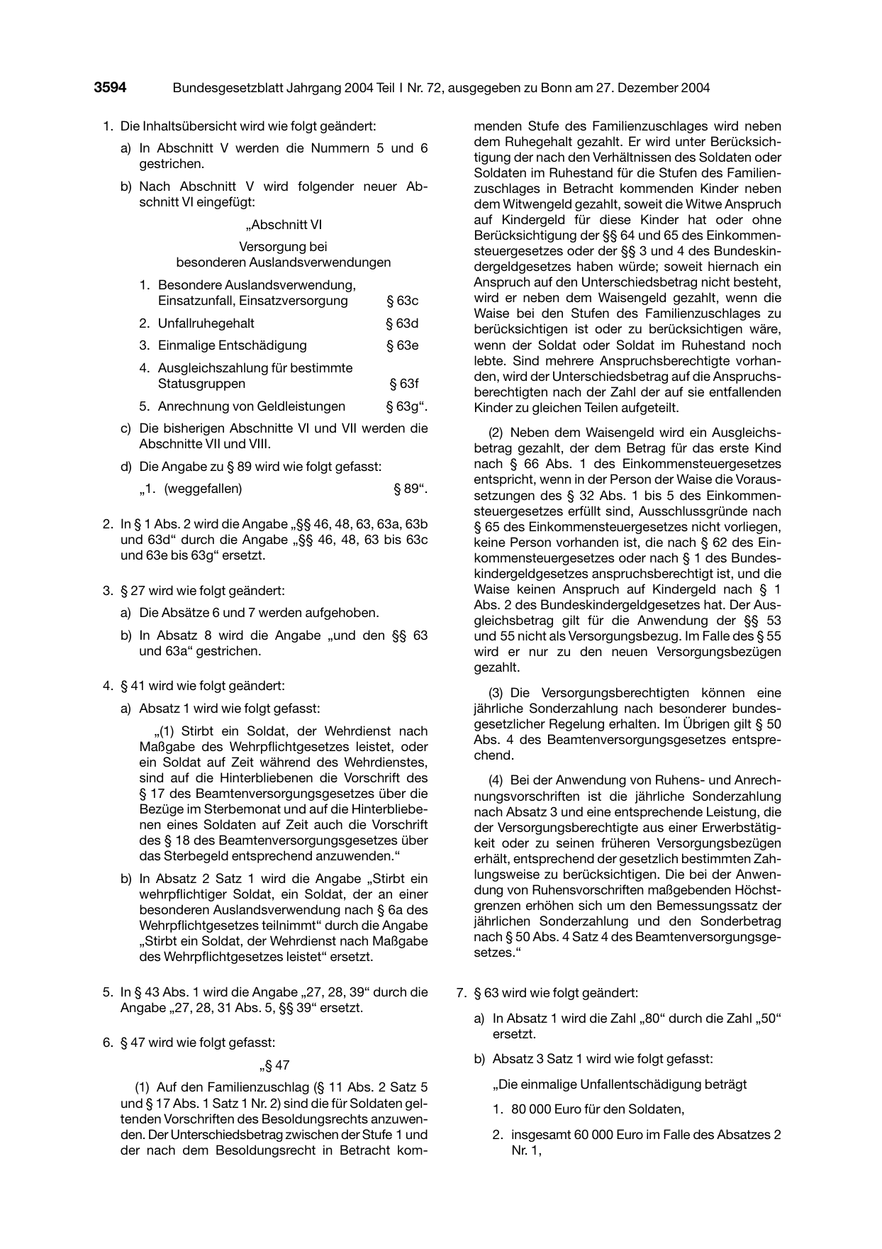 BGBl. 2004, Seite 3594 — Originalseite als Abbildung