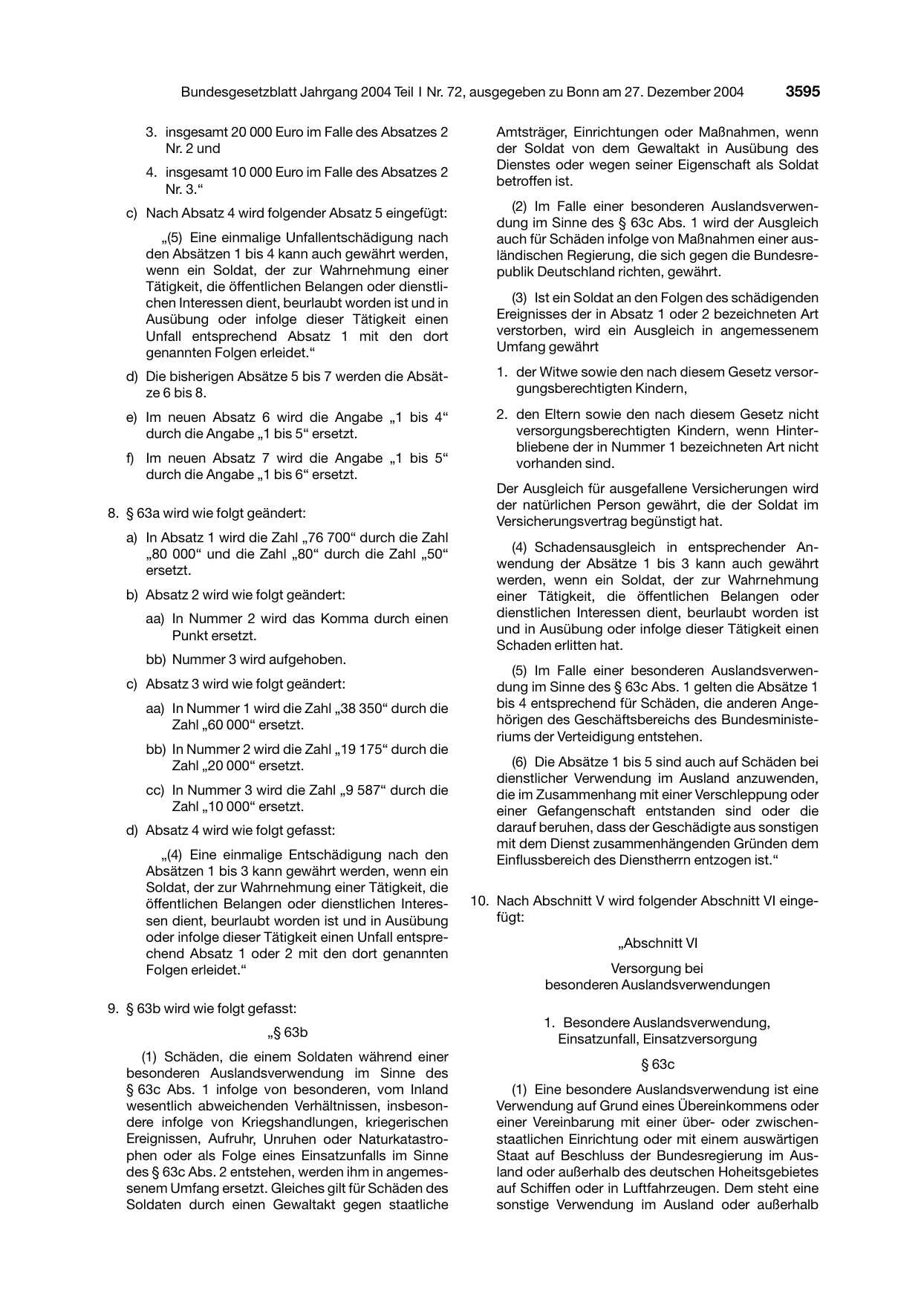 BGBl. 2004, Seite 3595 — Originalseite als Abbildung