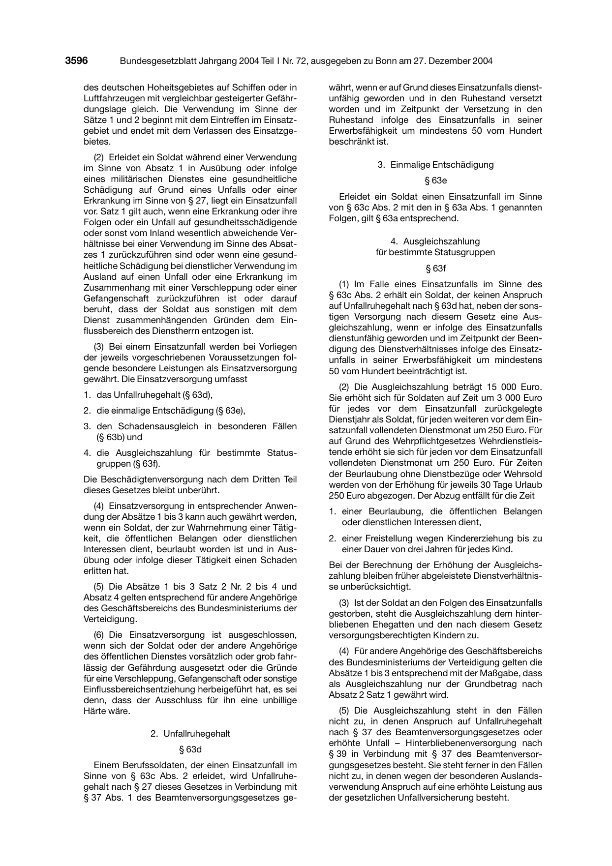BGBl. 2004, Seite 3596 — Originalseite als Abbildung