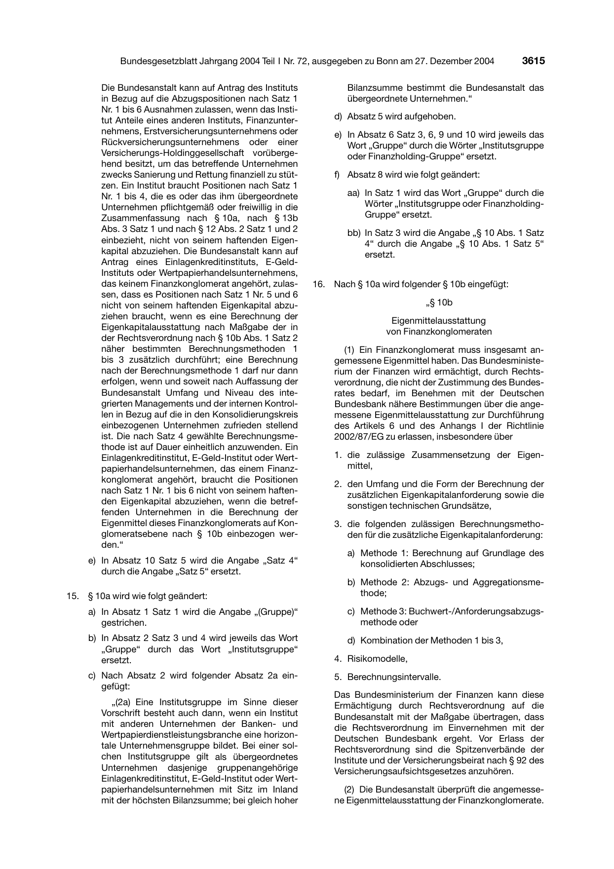 BGBl. 2004, Seite 3615 — Originalseite als Abbildung