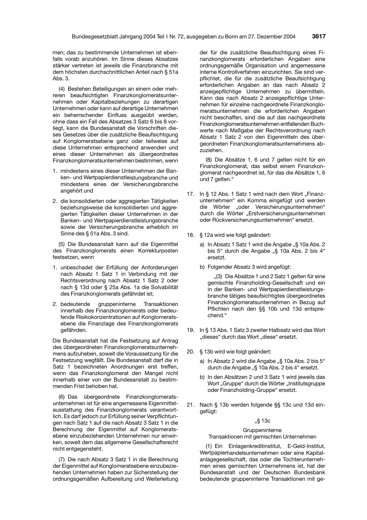 BGBl. 2004, Seite 3617 — Originalseite als Abbildung