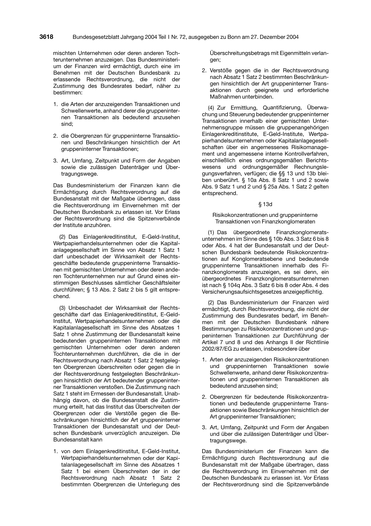 BGBl. 2004, Seite 3618 — Originalseite als Abbildung